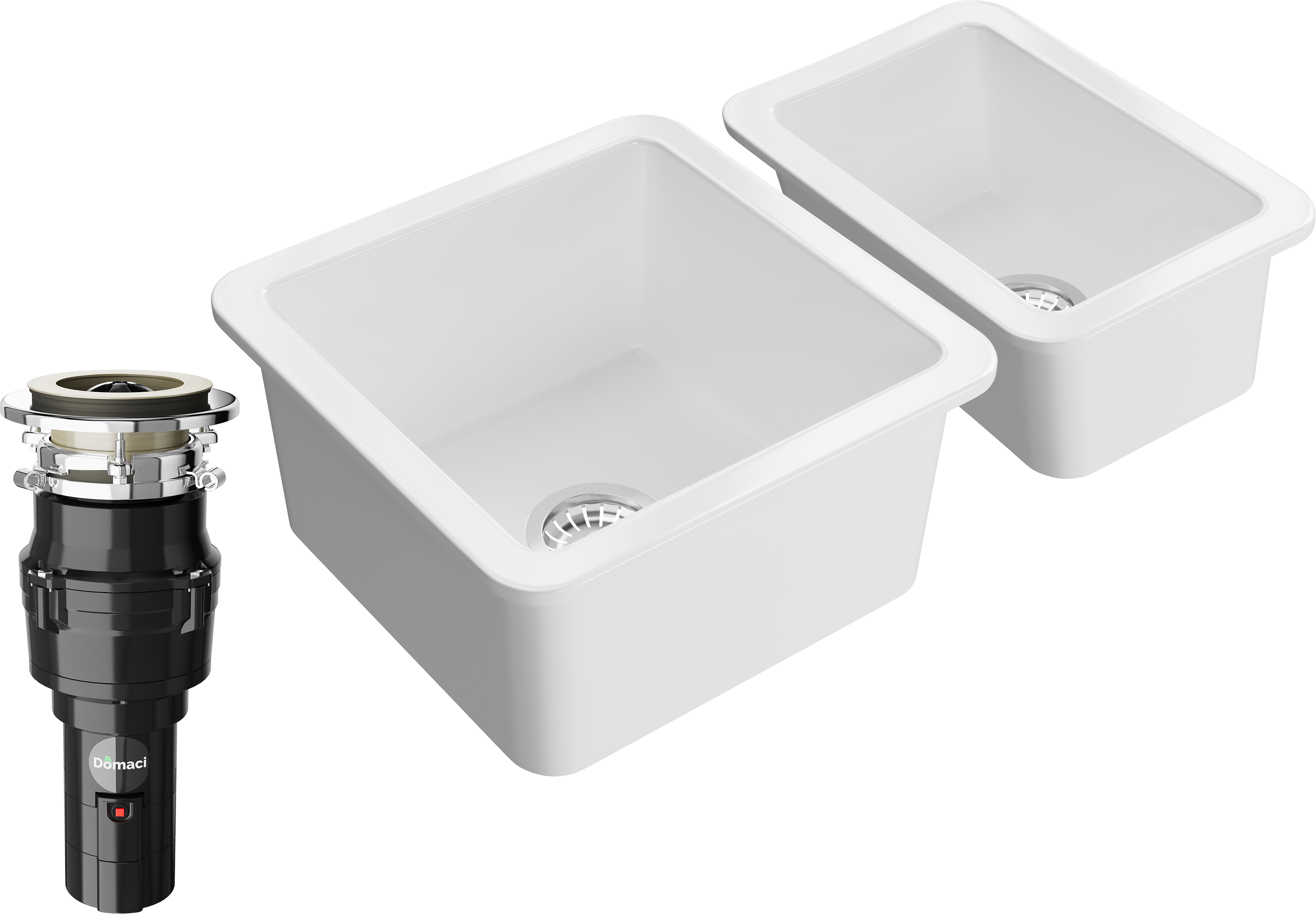 Комплект Мойка Domaci Сиена 50345-101 белый глянец + Мойка 50325-101 белый глянец + Измельчитель Равенна Vento 375