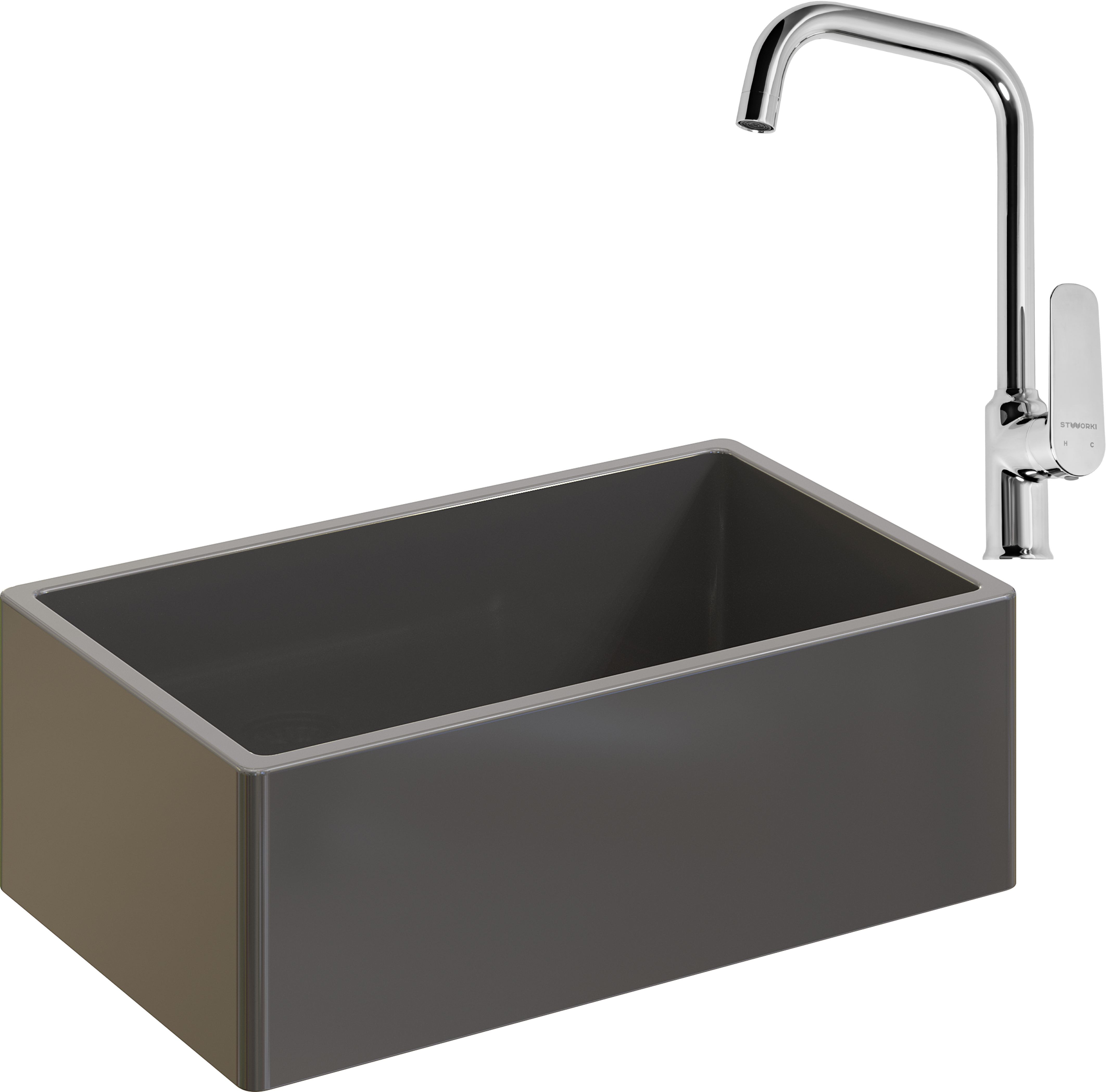 Комплект Мойка Domaci Сиена 50276-112 антрацит + Смеситель STWORKI WFD04005GA