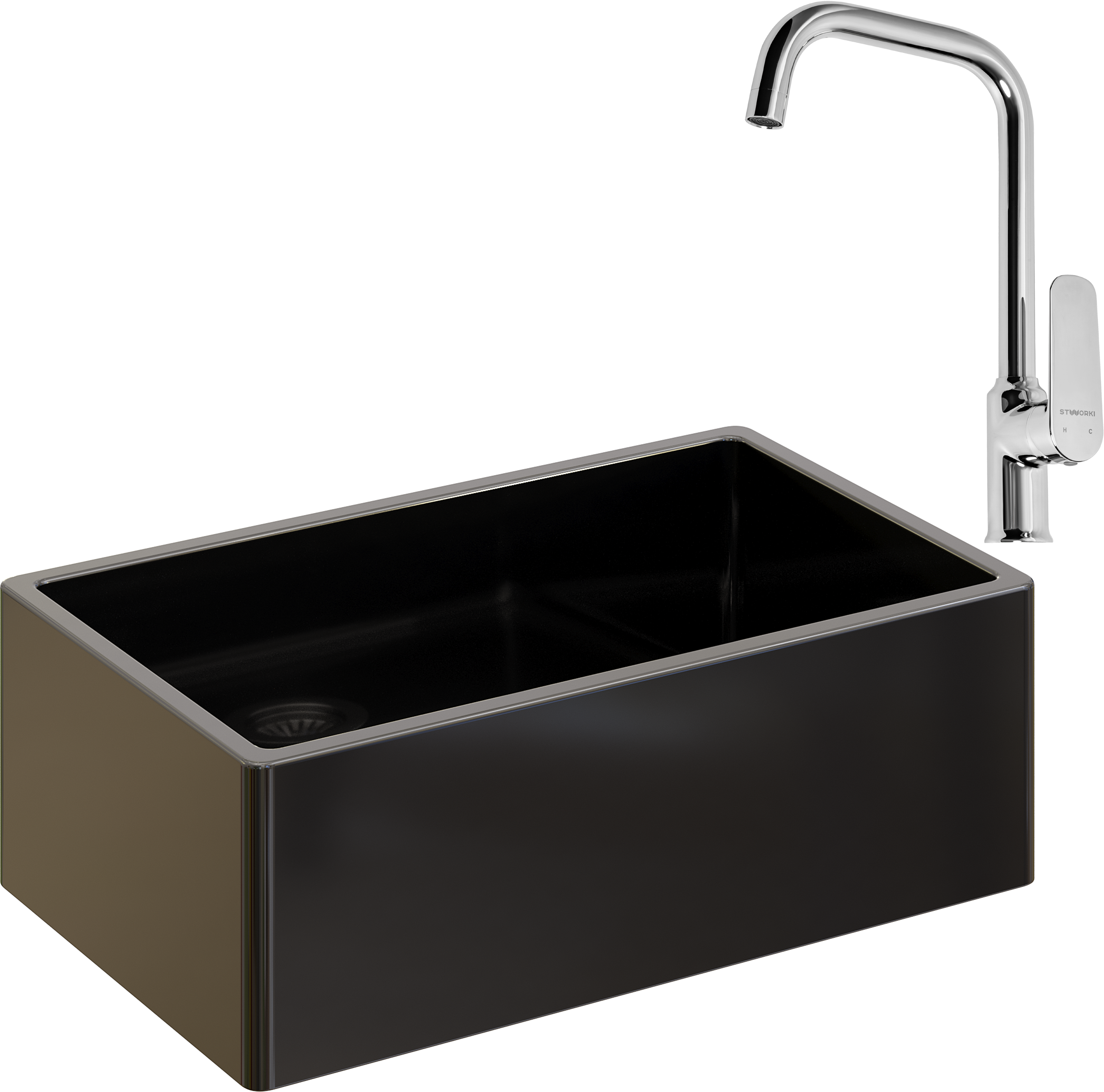 Комплект Мойка Domaci Сиена 50276-110 черная матовая + Смеситель STWORKI WFD04005GA