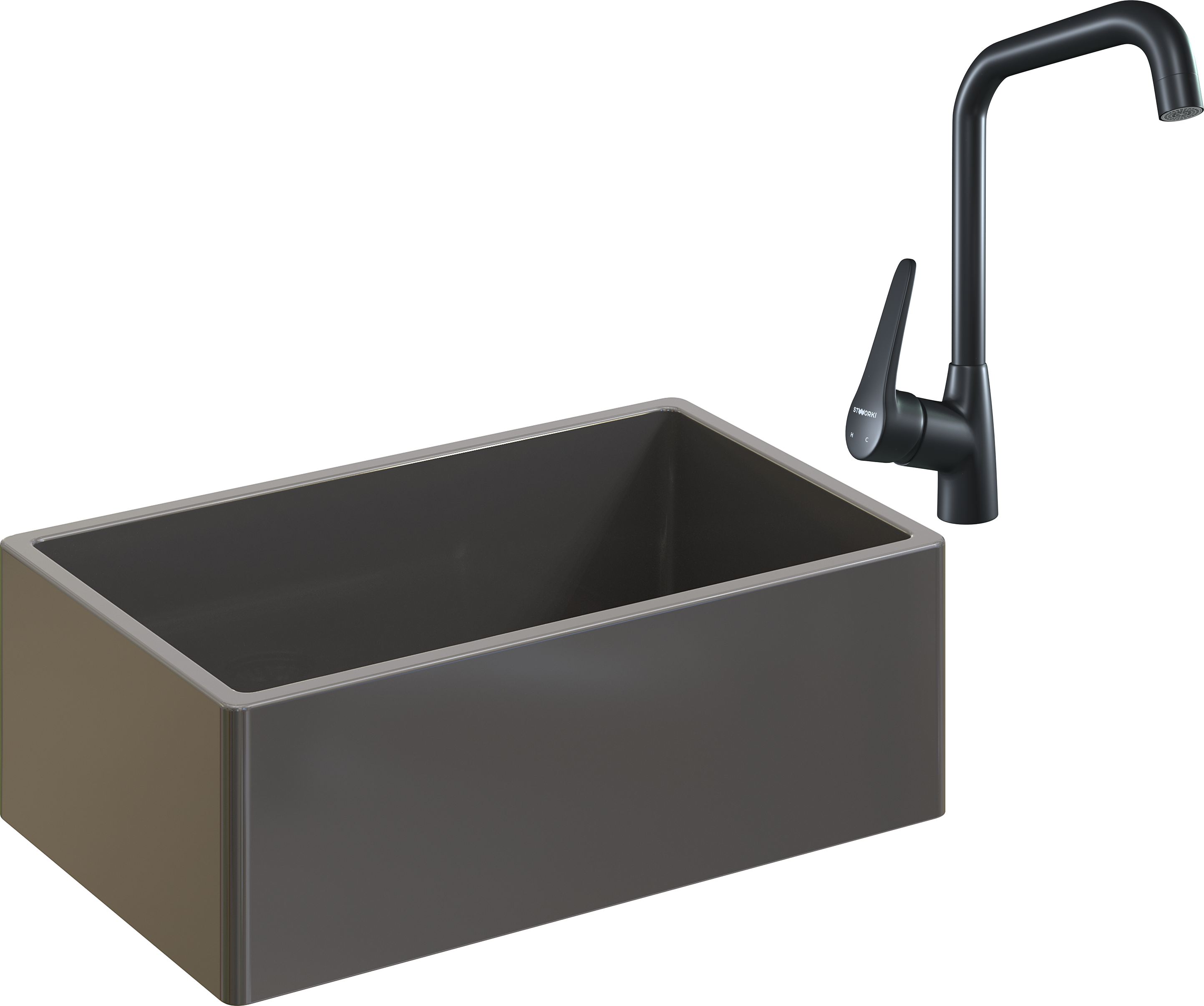 Комплект Мойка Domaci Сиена 50276-112 антрацит + Смеситель STWORKI WFD04007GA черный матовый