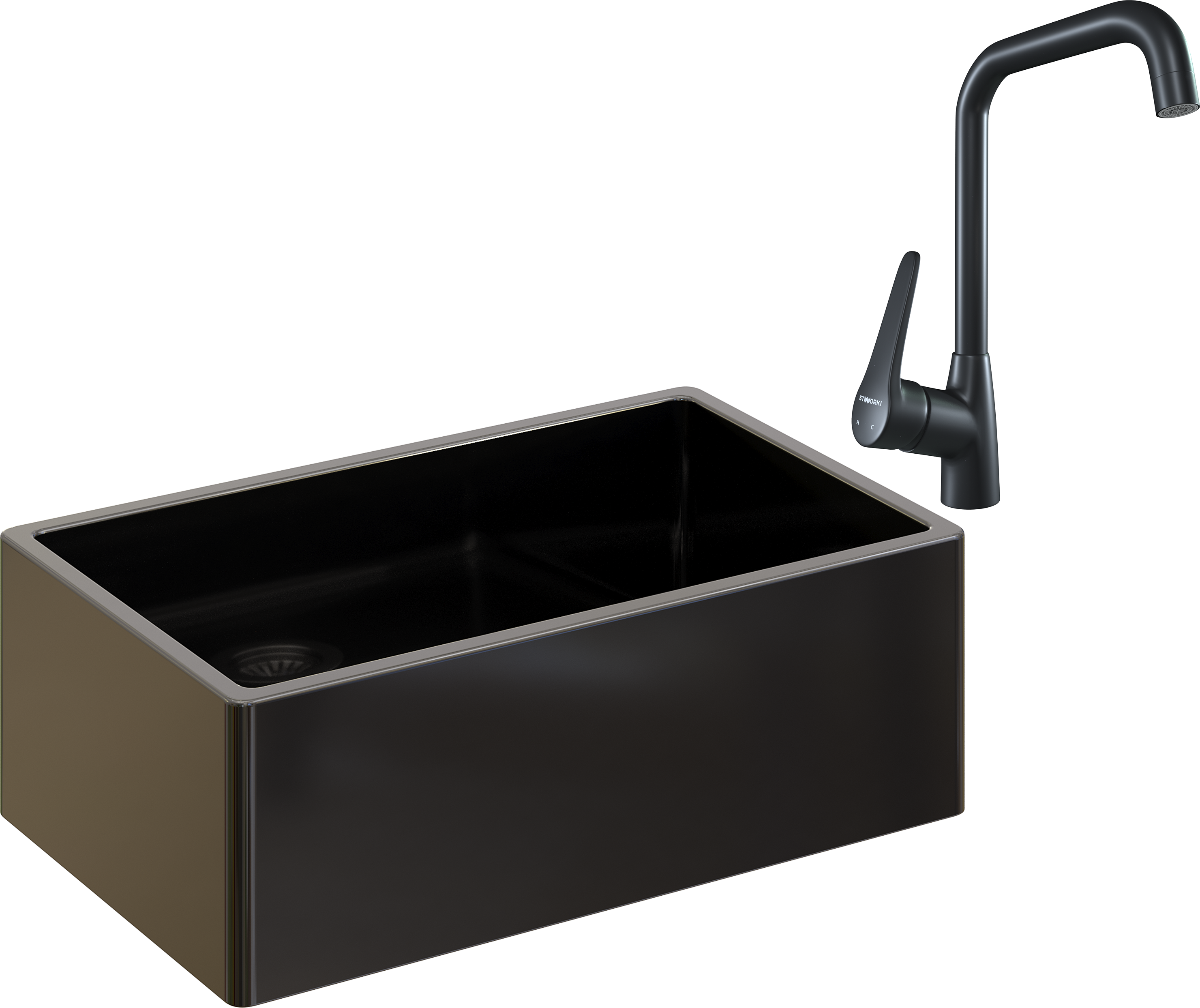 Комплект Мойка кухонная Domaci Сиена 50276-110 черная матовая + Смеситель STWORKI WFD04007GA черный матовый