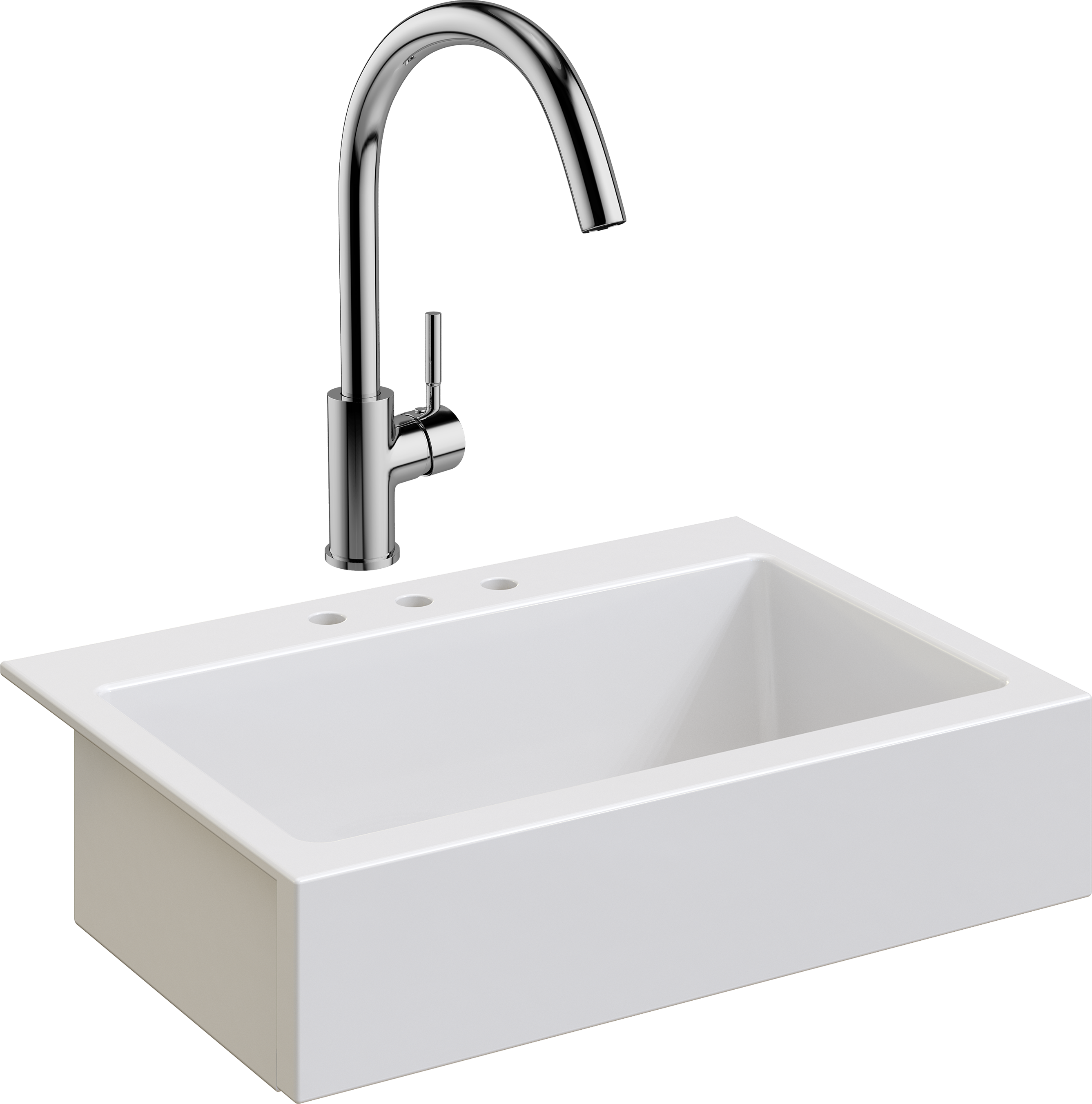 Комплект Мойка Domaci Сиена 50186-101 с 3 отверстиями, белый глянец + Смеситель STWORKI