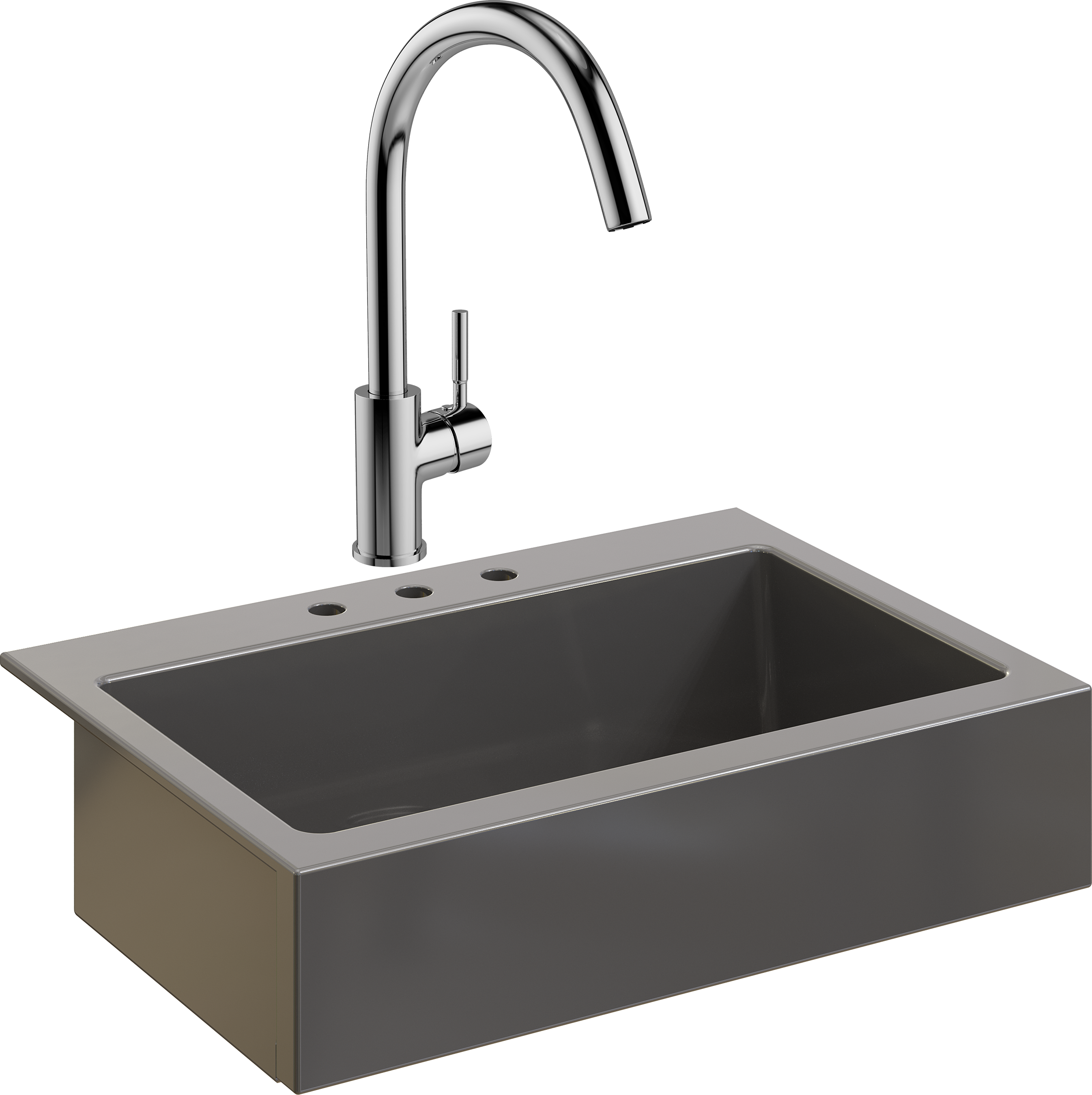 Комплект Мойка Domaci Сиена 50186-112 с 3 отверстиями, антрацит + Смеситель STWORKI