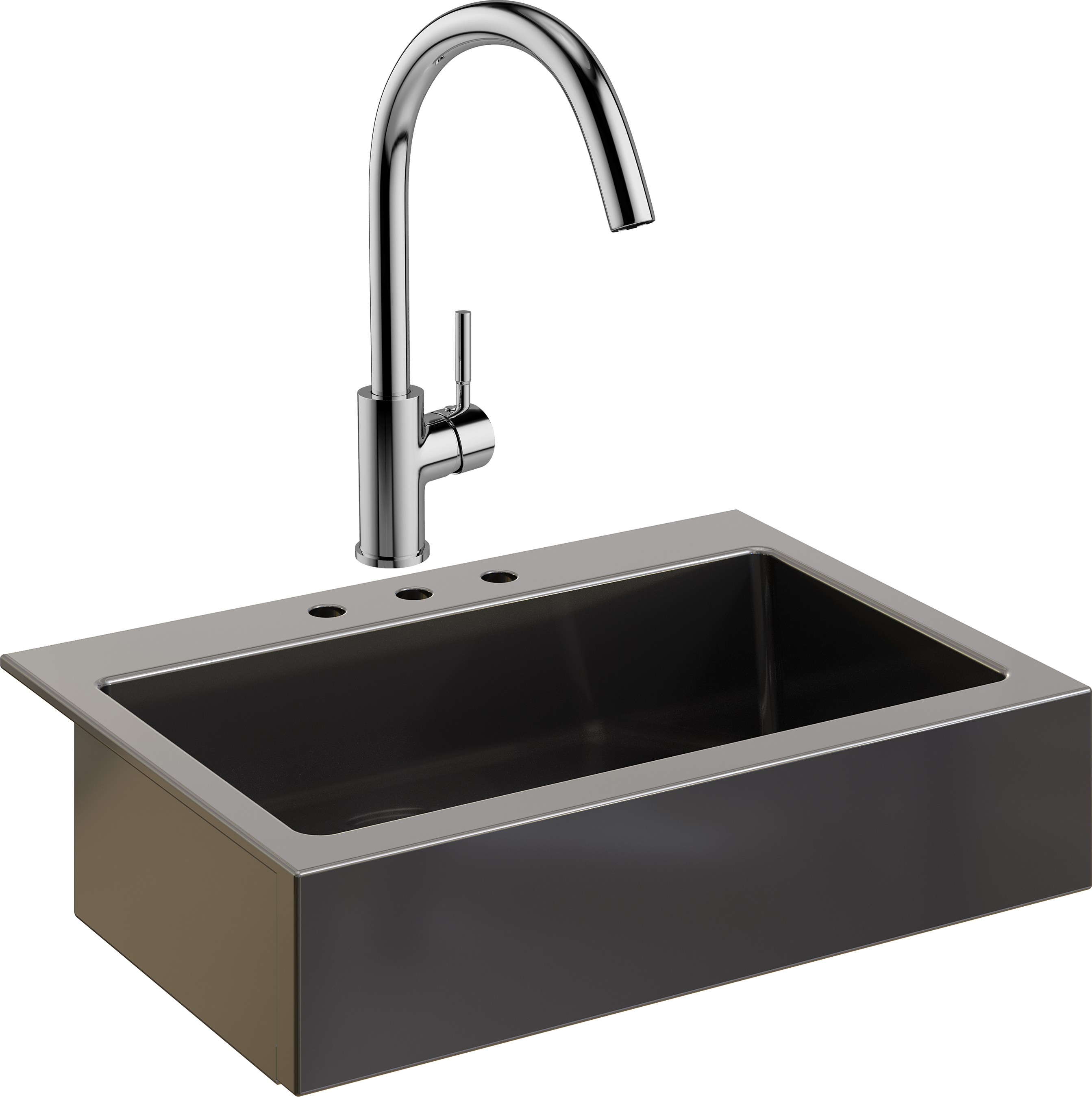 Комплект Мойка кухонная Domaci Сиена 50186-110 с 3 отверстиями, черная матовая + Смеситель STWORKI HDN0112XH