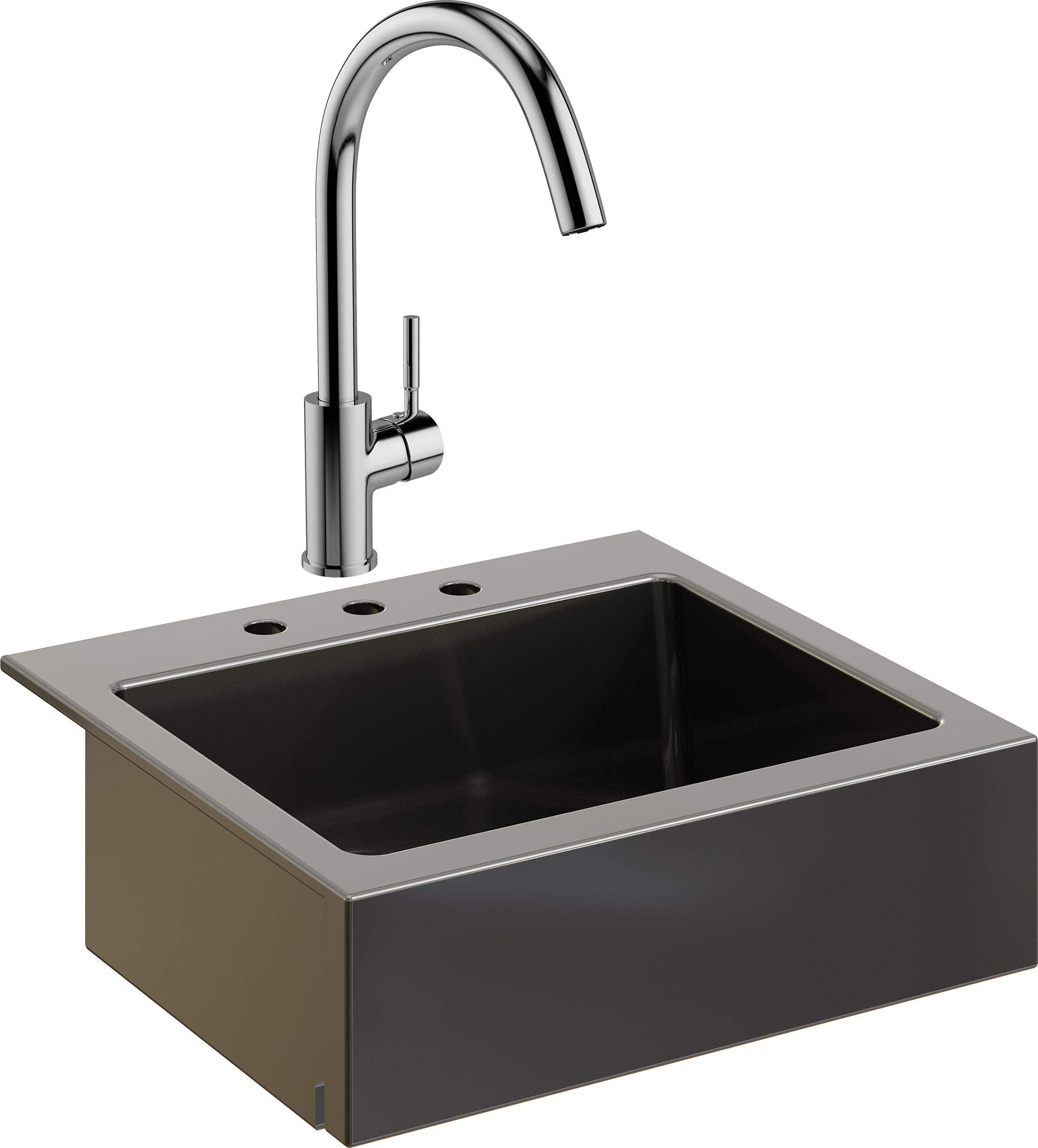 Комплект Мойка Domaci Сиена 50166-110 с 3 отверстиями, черная матовая + Смеситель STWORKI