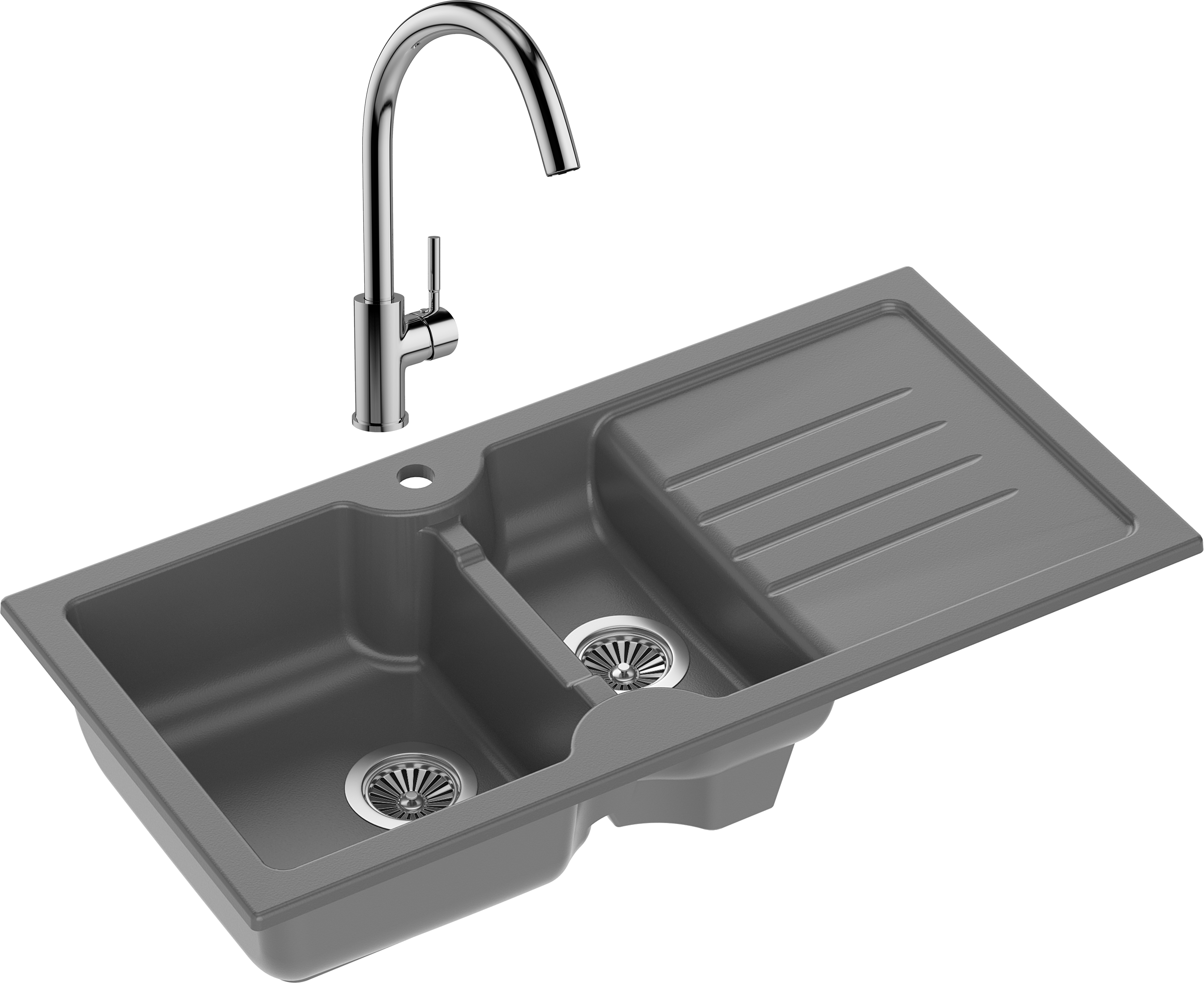 Комплект Мойка Domaci Сиена 54100-112 антрацит + Смеситель STWORKI