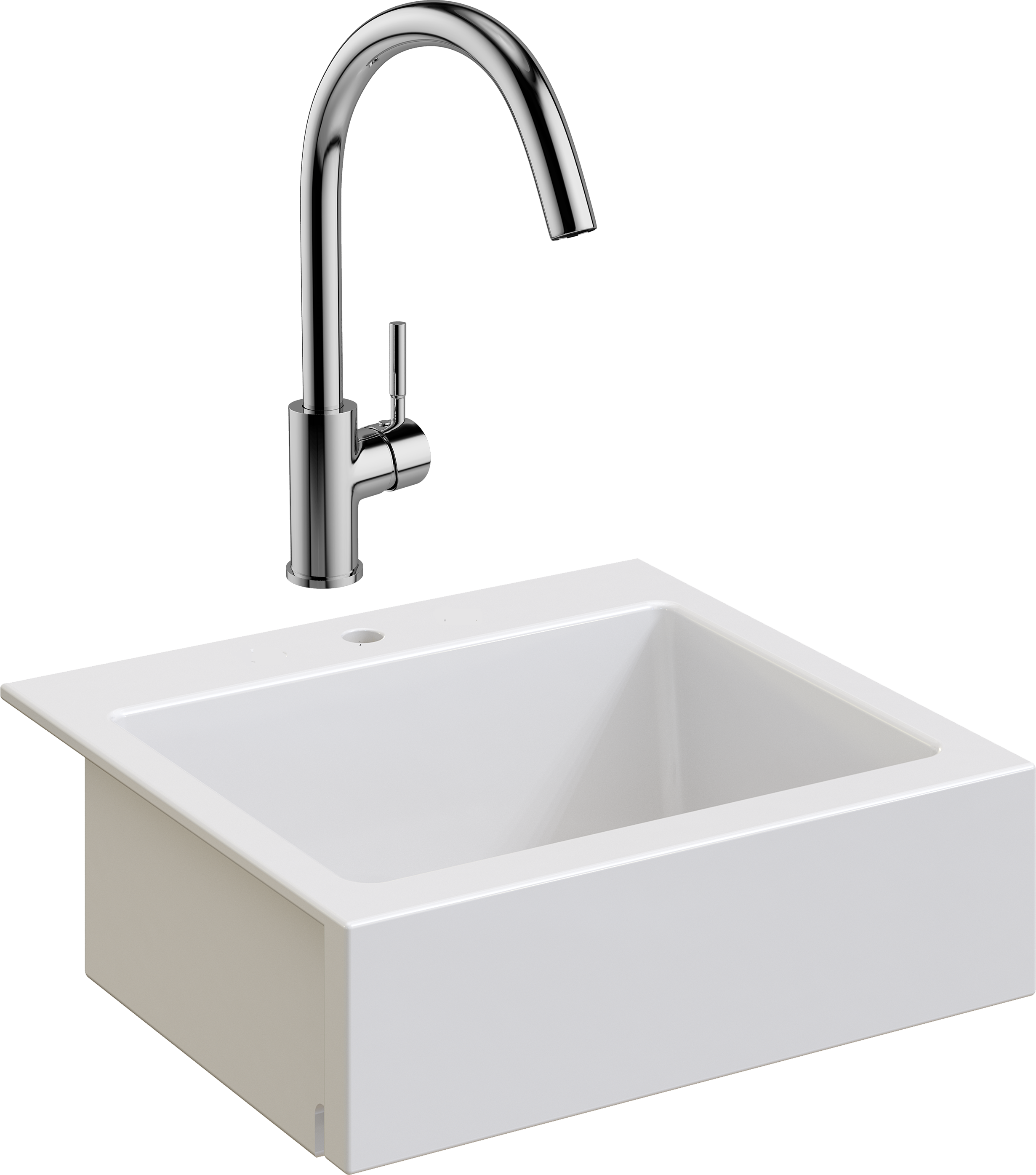 Комплект Мойка Domaci Сиена 50166-101 с 1 отверстием, белый глянец + Смеситель STWORKI