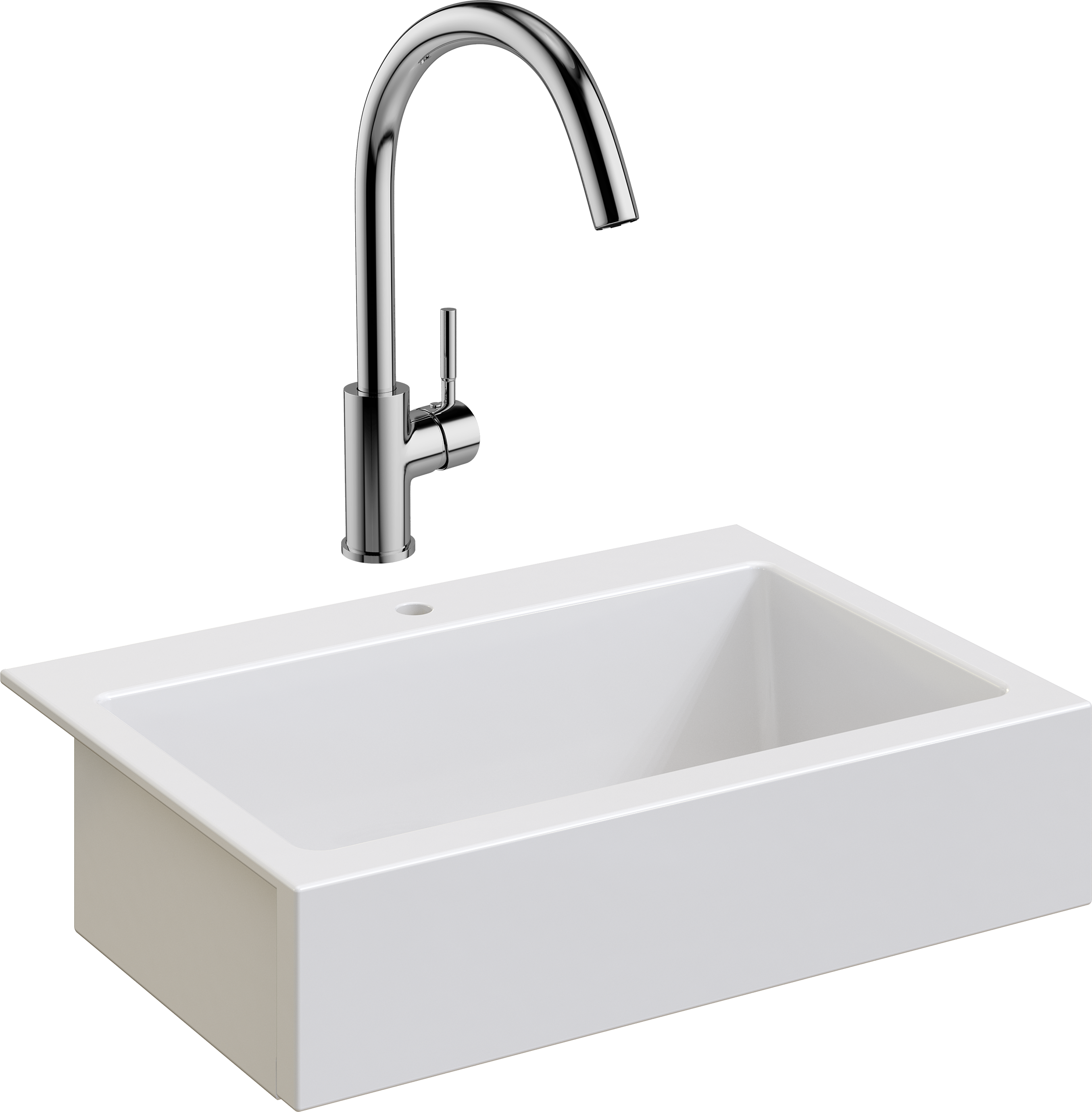 Комплект Мойка Domaci Сиена 50186-101 с 1 отверстием, белый глянец + Смеситель STWORKI