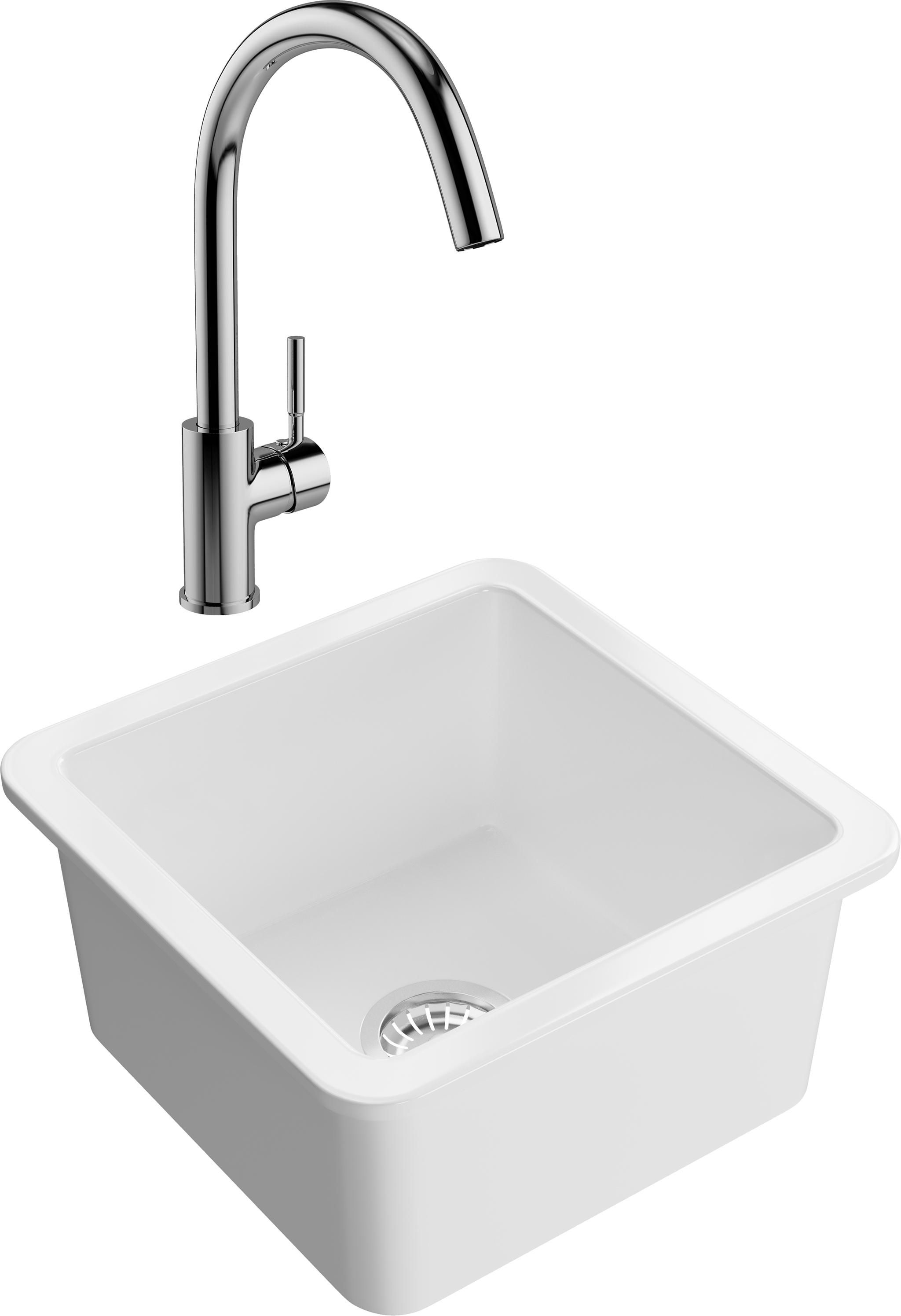 Комплект Мойка Domaci Сиена 50345-101 белый глянец + Смеситель STWORKI