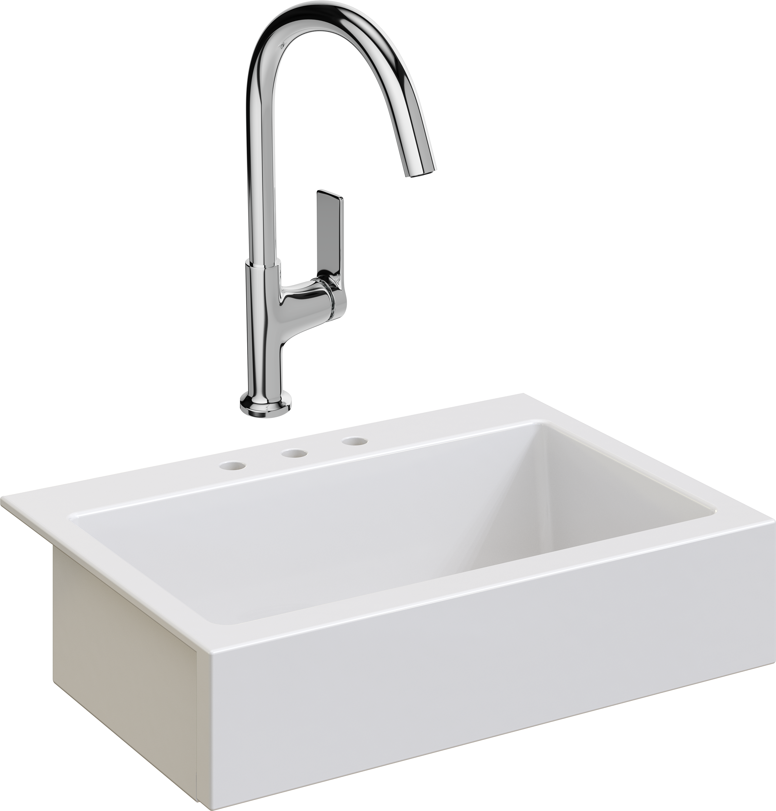 Комплект Мойка Domaci Сиена 50186-101 с 3 отверстиями, белый глянец + Смеситель STWORKI HDA4228XH2