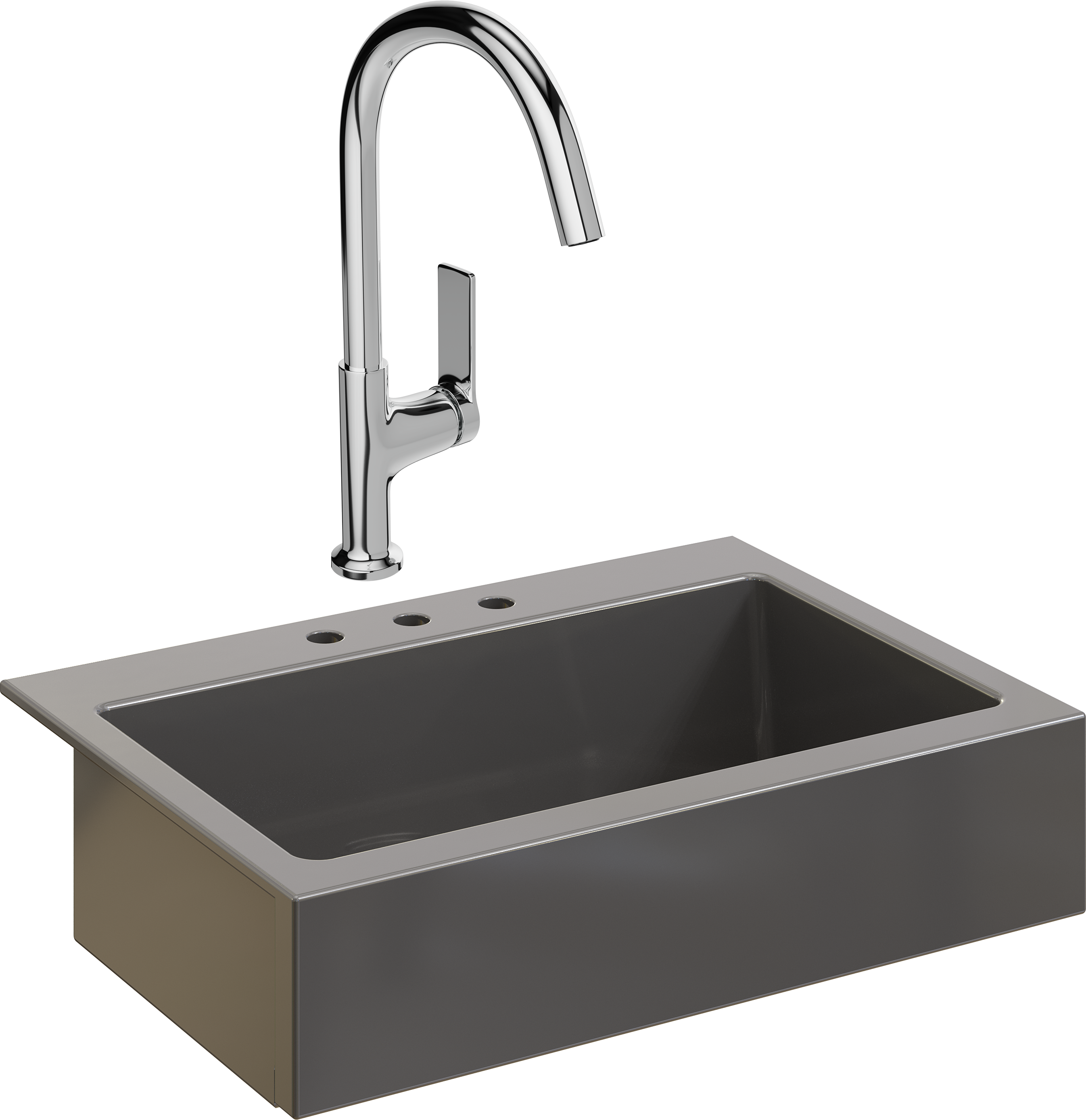 Комплект Мойка Domaci Сиена 50186-112 с 3 отверстиями, антрацит + Смеситель STWORKI HDA4228XH2