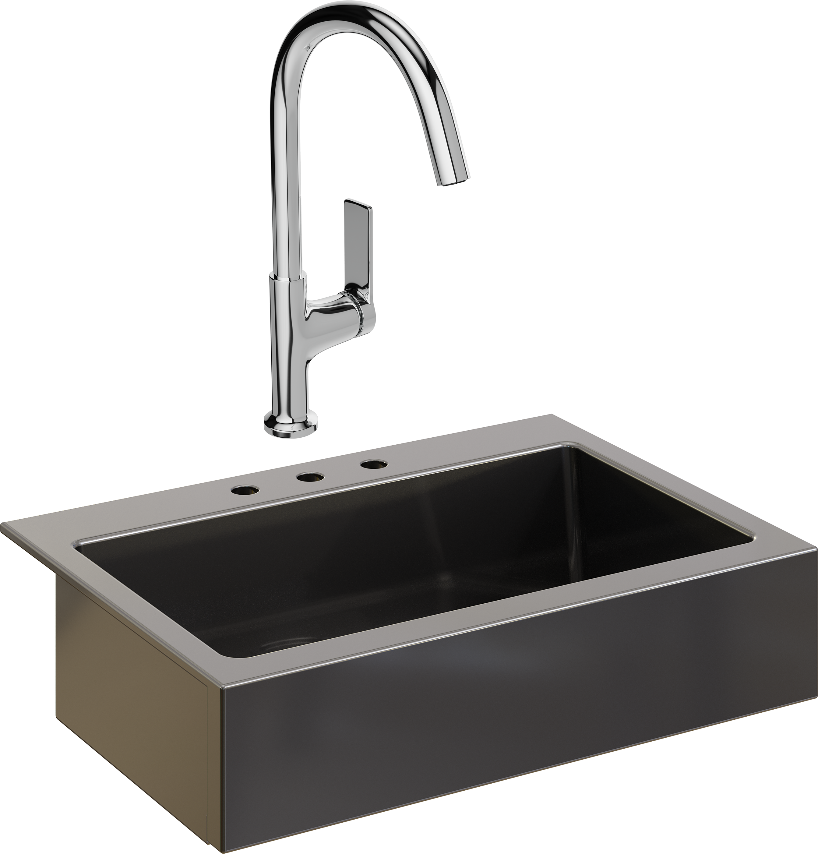 Комплект Мойка Domaci Сиена 50186-110 с 3 отверстиями, черная матовая + Смеситель STWORKI