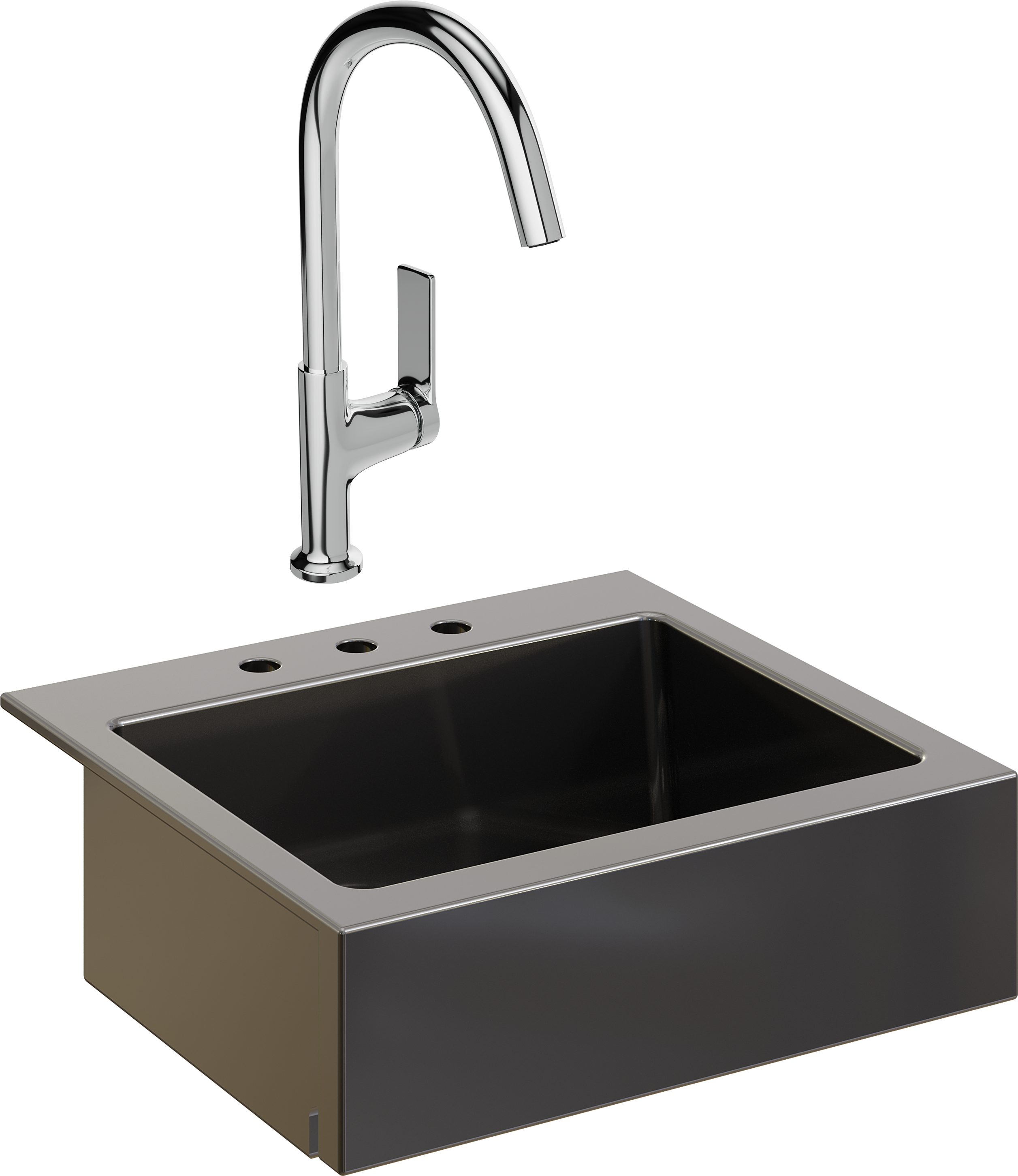 Комплект Мойка Domaci Сиена 50166-110 с 3 отверстиями, черная матовая + Смеситель STWORKI