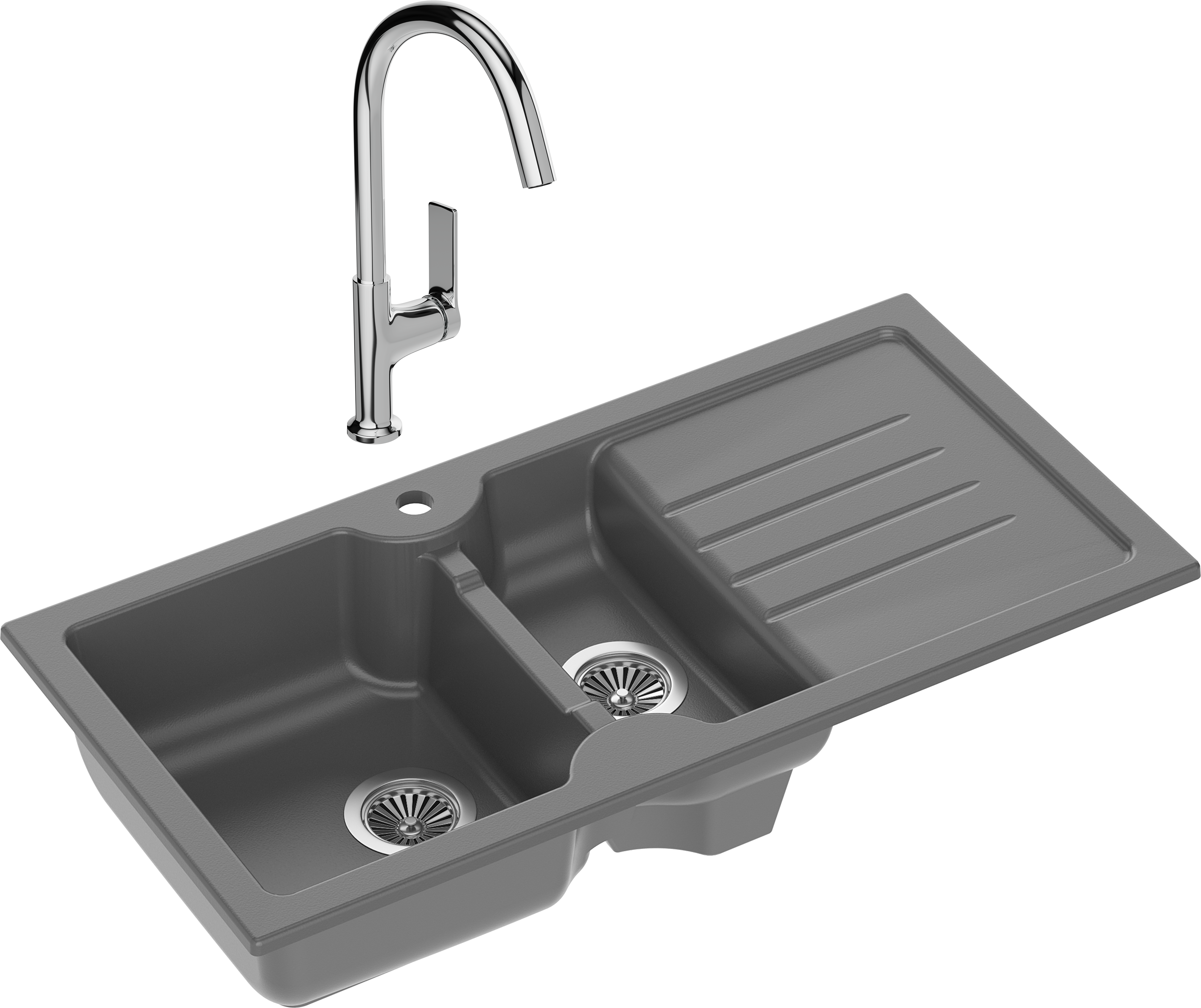 Комплект Мойка Domaci Сиена 54100-112 антрацит + Смеситель STWORKI HDA4228XH2