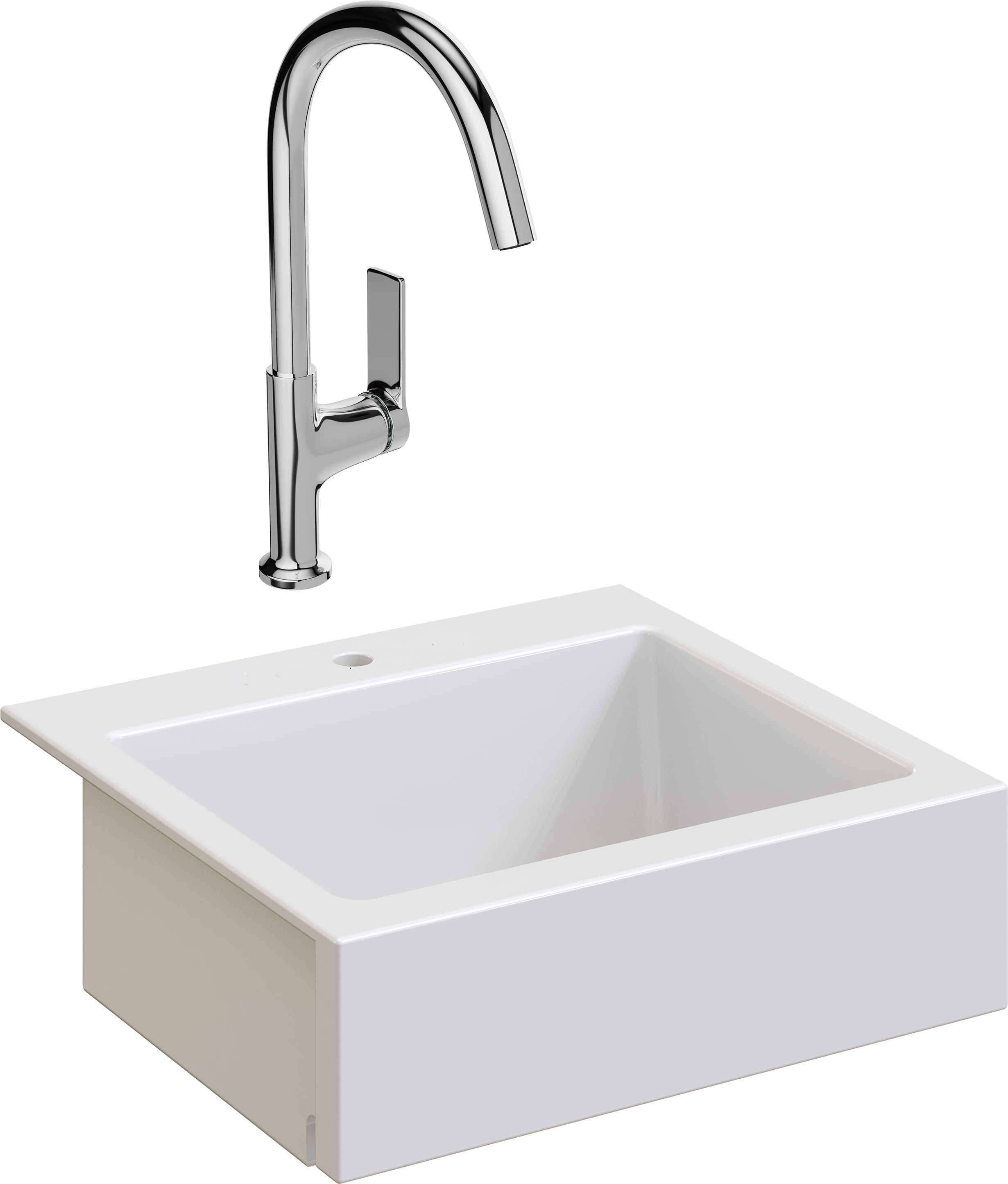 Комплект Мойка Domaci Сиена 50166-101 с 1 отверстием, белый глянец + Смеситель STWORKI HDA4228XH2