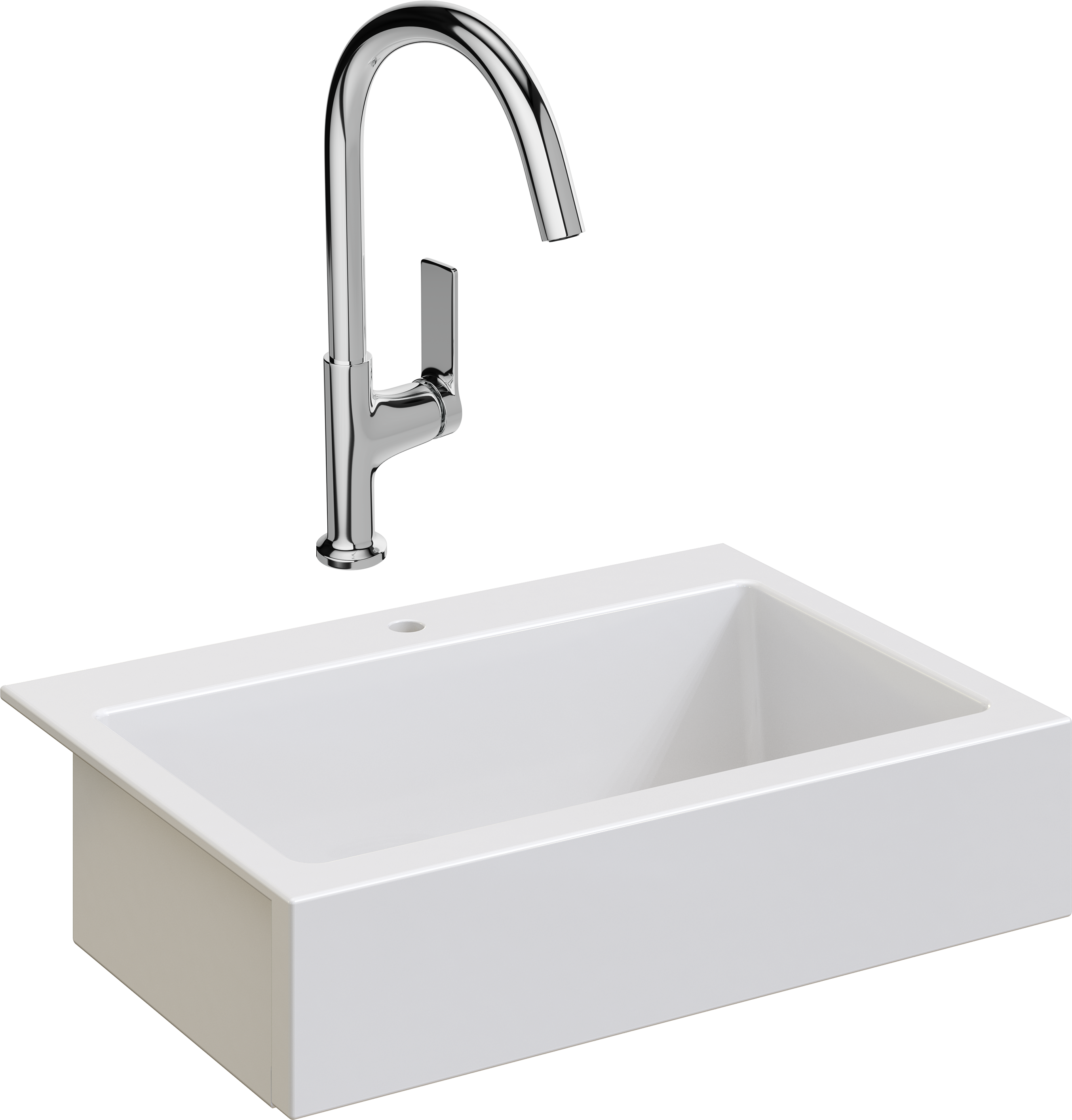 Комплект Мойка Domaci Сиена 50186-101 с 1 отверстием, белый глянец + Смеситель STWORKI HDA4228XH2