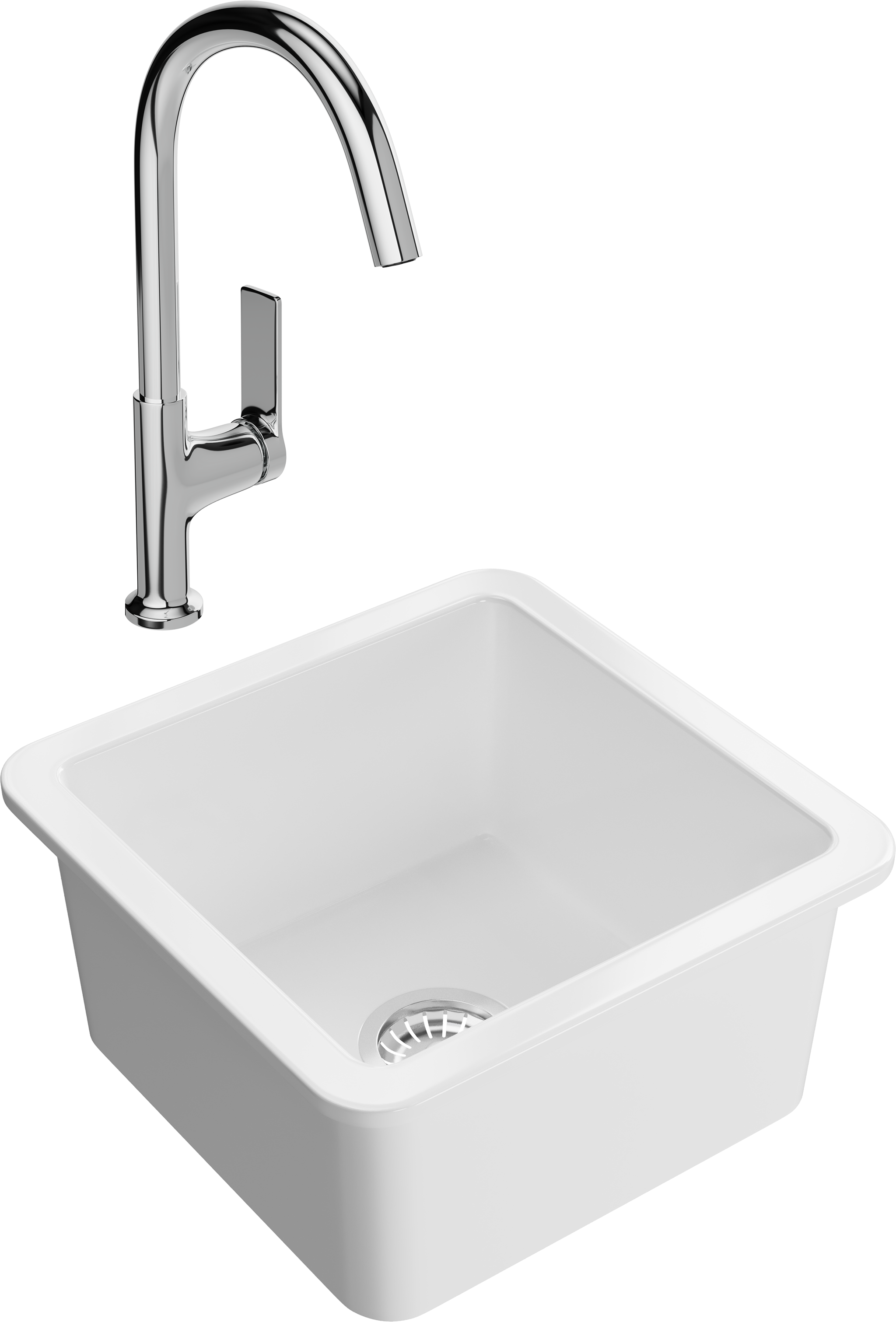 Комплект Мойка Domaci Сиена 50345-101 белый глянец + Смеситель STWORKI HDA4228XH2