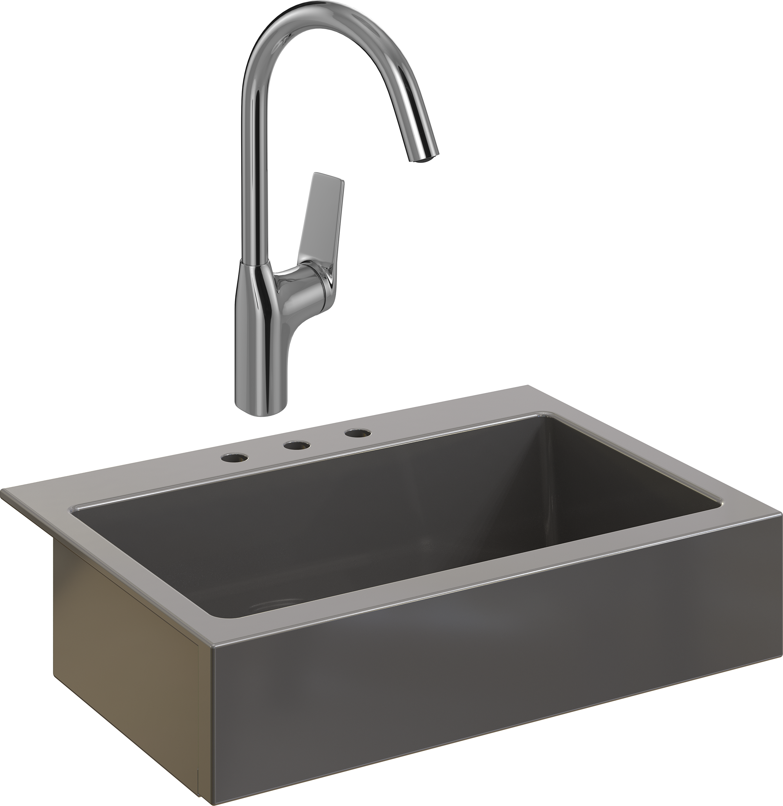 Комплект Мойка Domaci Сиена 50186-112 с 3 отверстиями, антрацит + Смеситель STWORKI HDA5708XH2