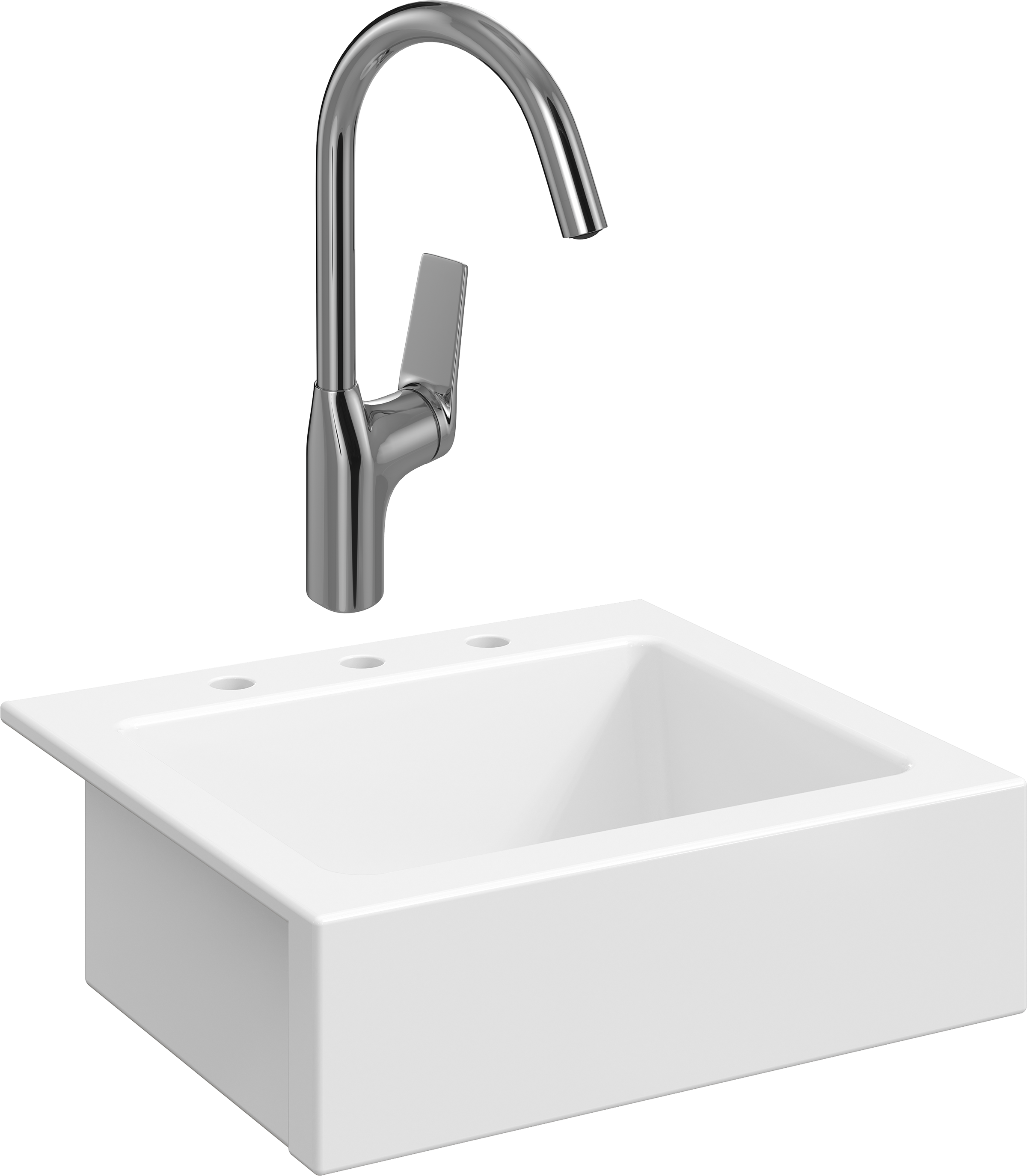 Комплект Мойка Domaci Сиена 50166-101 с 3 отверстиями, белый глянец + Смеситель STWORKI HDA5708XH2