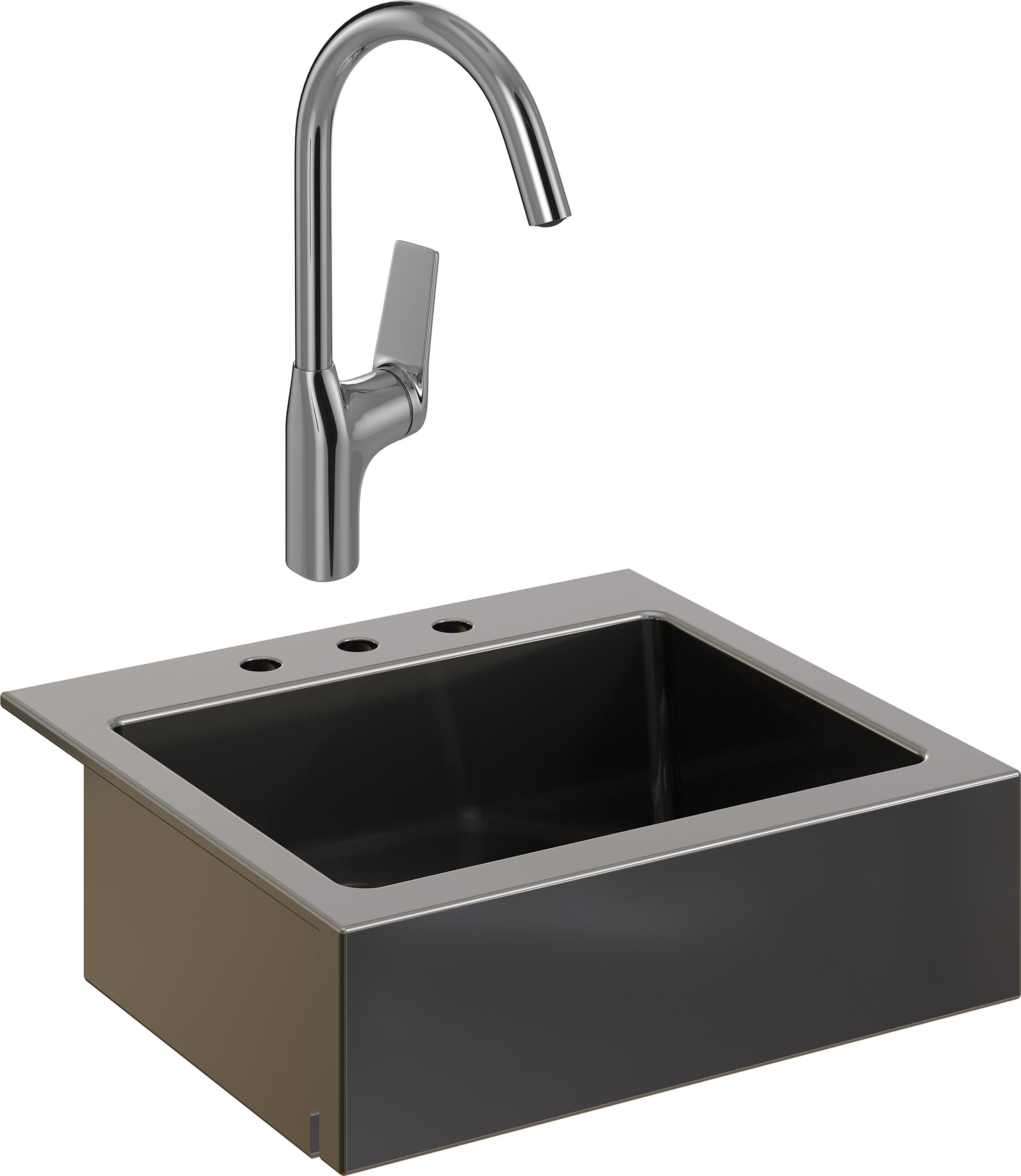 Комплект Мойка Domaci Сиена 50166-110 с 3 отверстиями, черная матовая + Смеситель STWORKI