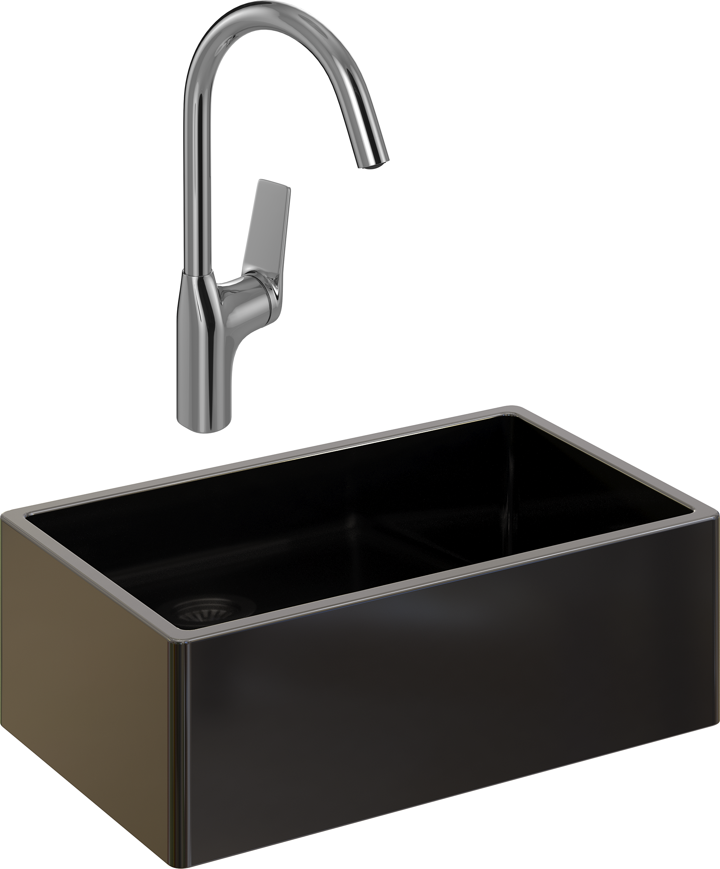 Комплект Мойка Domaci Сиена 50276-110 черная матовая + Смеситель STWORKI HDA5708XH2