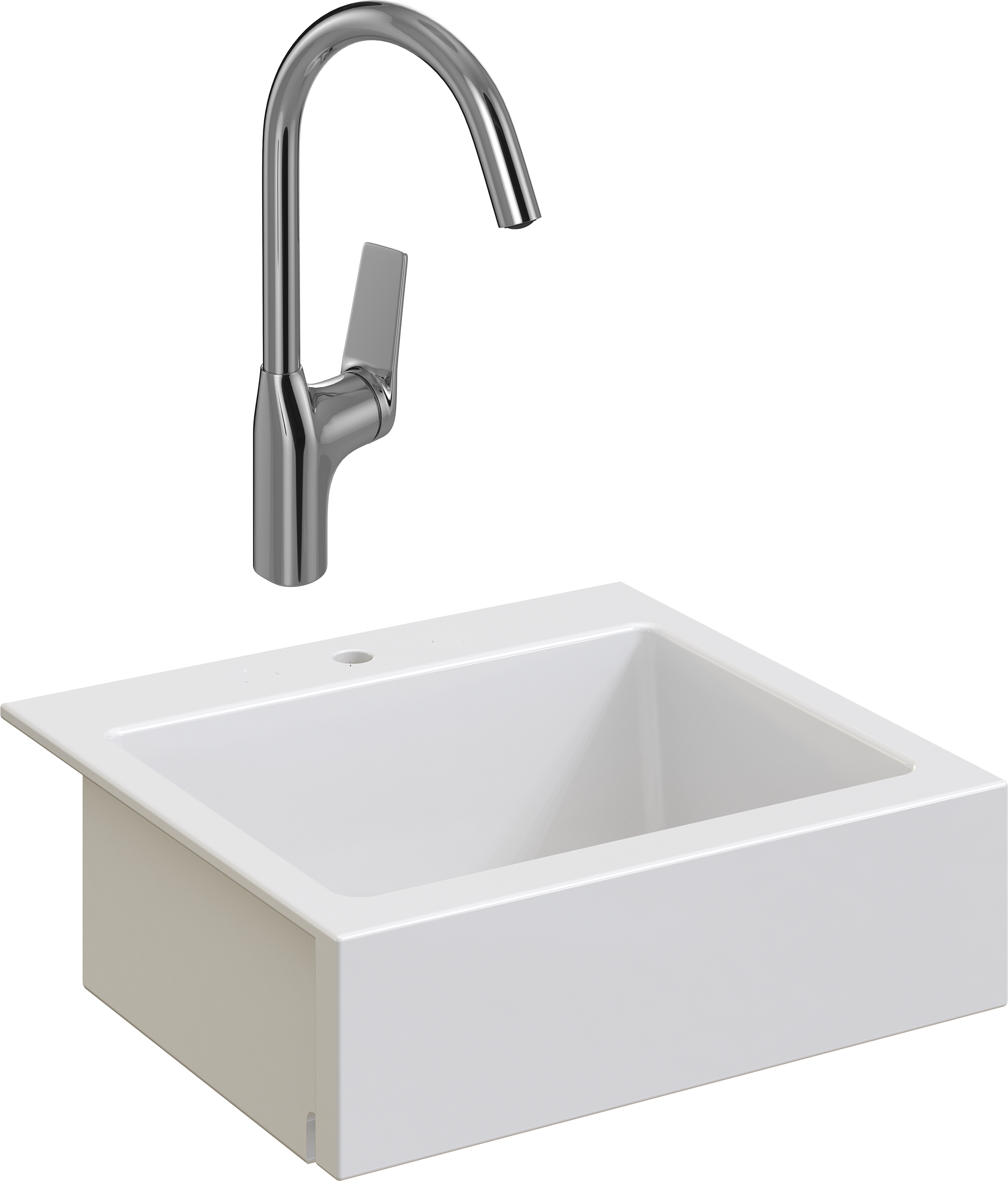 Комплект Мойка Domaci Сиена 50166-101 с 1 отверстием, белый глянец + Смеситель STWORKI HDA5708XH2