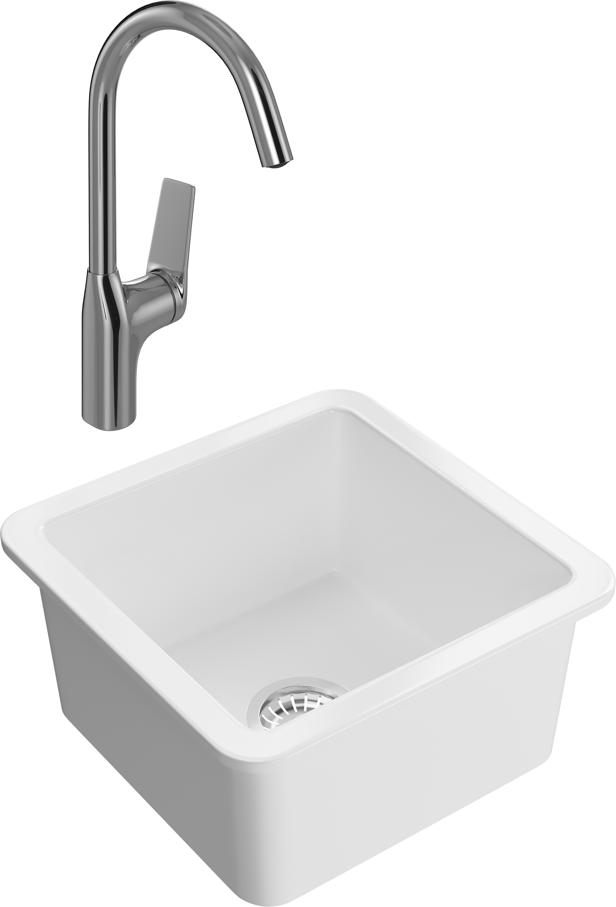 Комплект Мойка Domaci Сиена 50345-101 белый глянец + Смеситель STWORKI HDA5708XH2