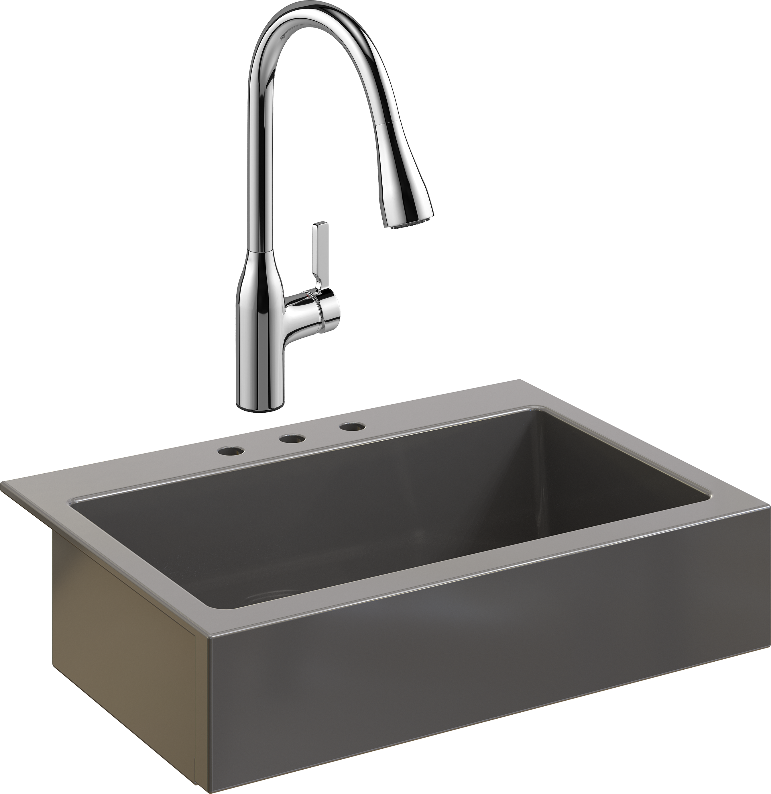 Комплект Мойка Domaci Сиена 50186-112 с 3 отверстиями, антрацит + Смеситель STWORKI 33138-123/1BG-IG11