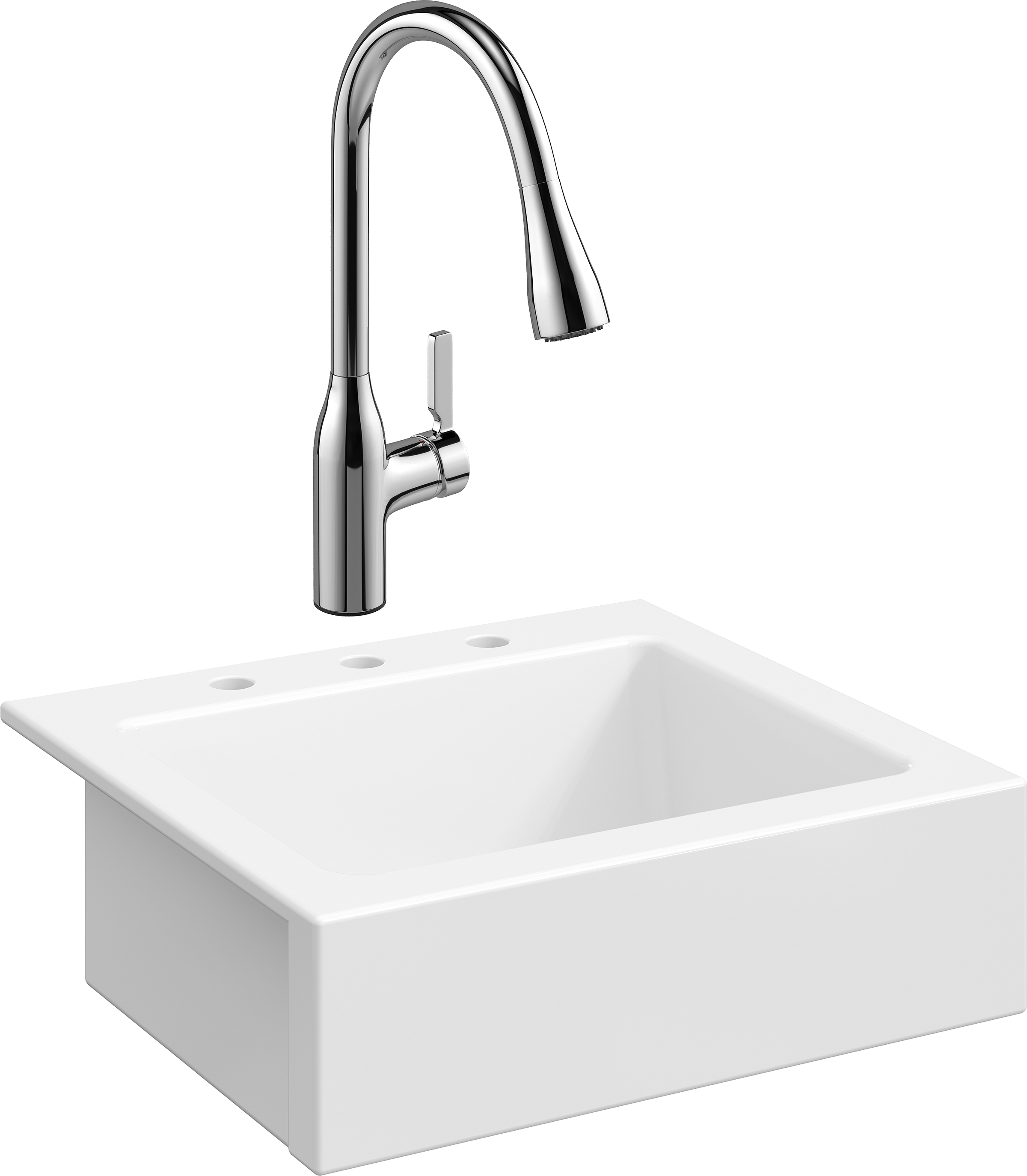 Комплект Мойка Domaci Сиена 50166-101 с 3 отверстиями, белый глянец + Смеситель STWORKI 33138-123/1BG-IG11