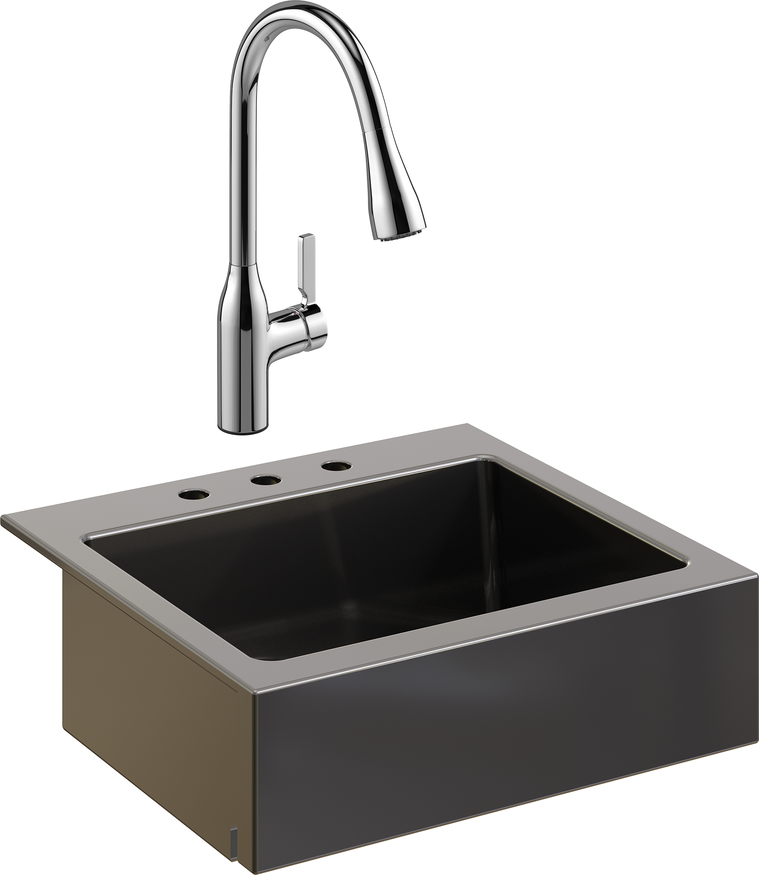 Комплект Мойка кухонная Domaci Сиена 50166-110 с 3 отверстиями, черная матовая + Смеситель STWORKI 33138-123/1BG-IG11