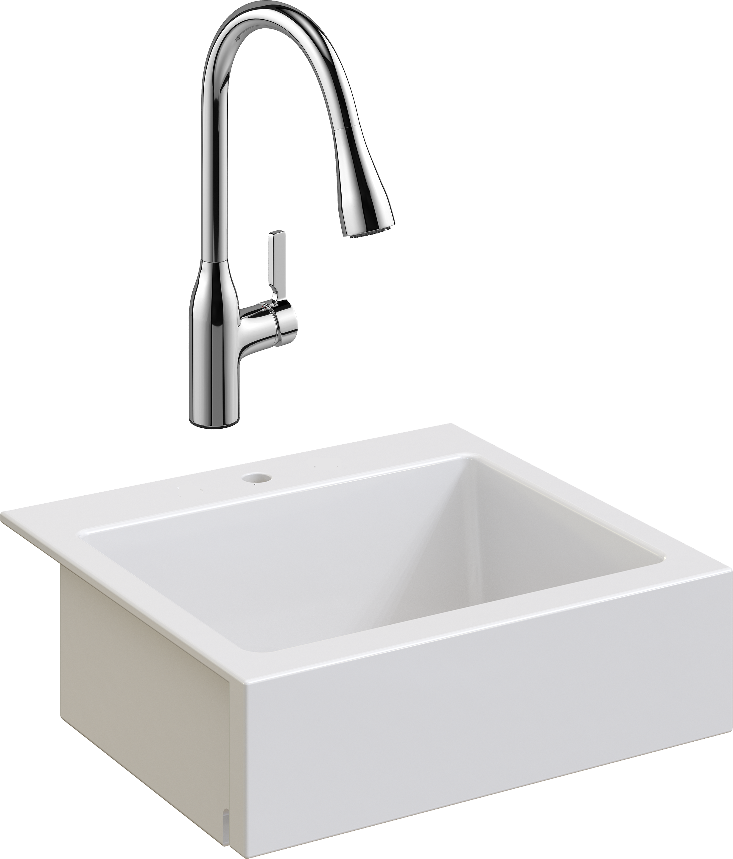 Комплект Мойка Domaci Сиена 50166-101 с 1 отверстием, белый глянец + Смеситель STWORKI 33138-123/1BG-IG11