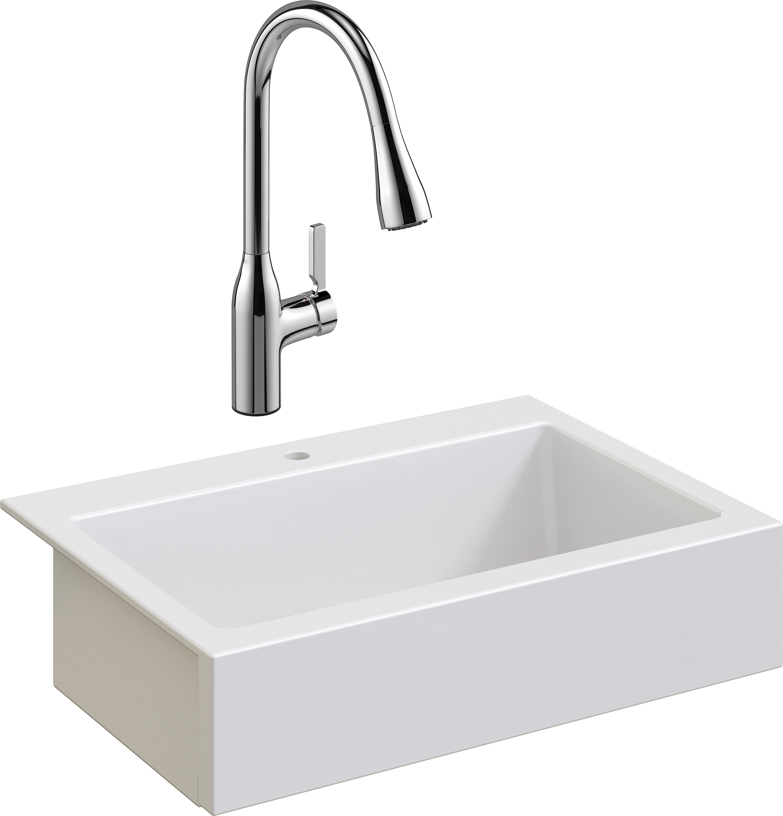 Комплект Мойка кухонная Domaci Сиена 50186-101 с 1 отверстием, белый глянец + Смеситель STWORKI 33138-123/1BG-IG11