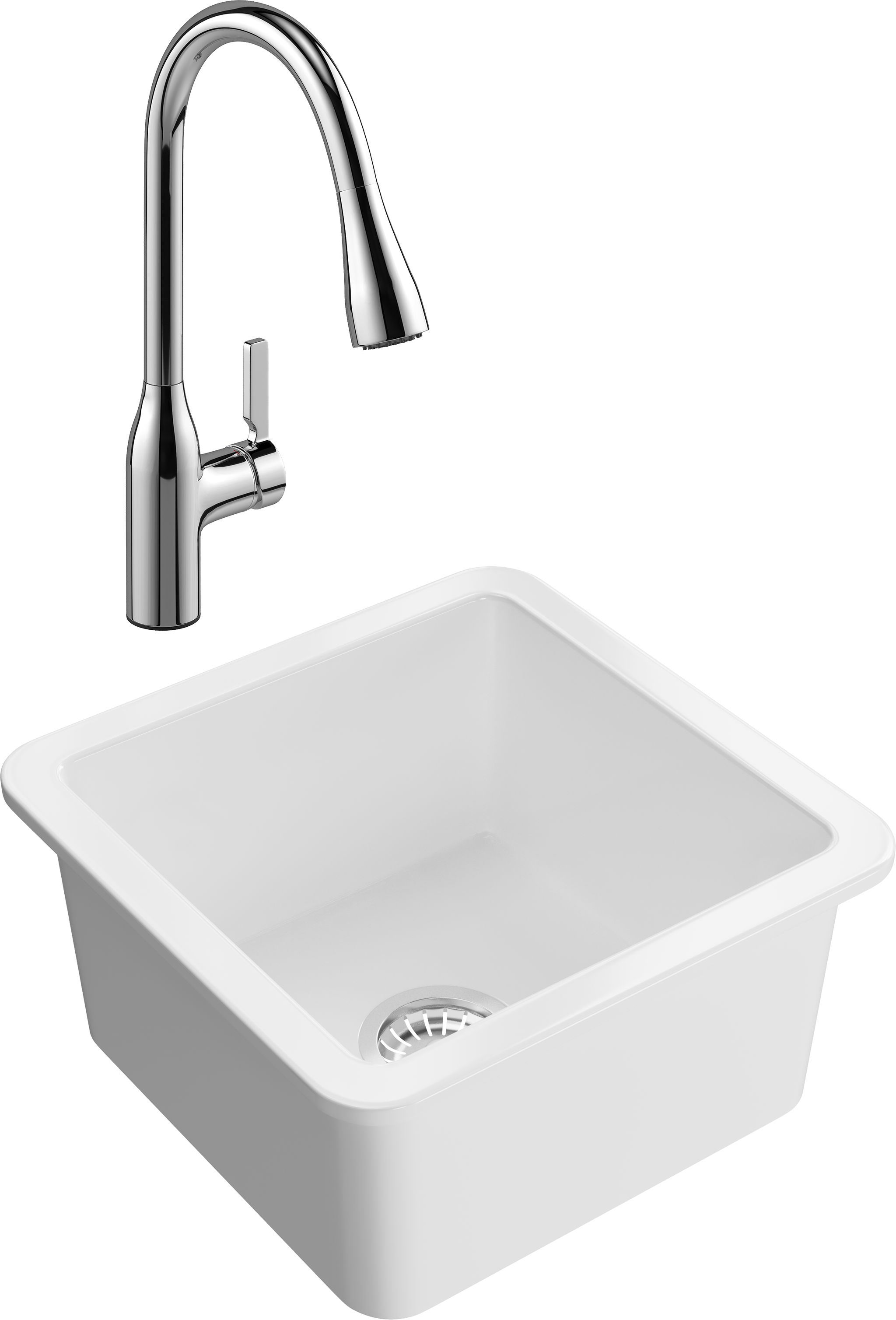 Комплект Мойка Domaci Сиена 50345-101 белый глянец + Смеситель STWORKI 33138-123/1BG-IG11