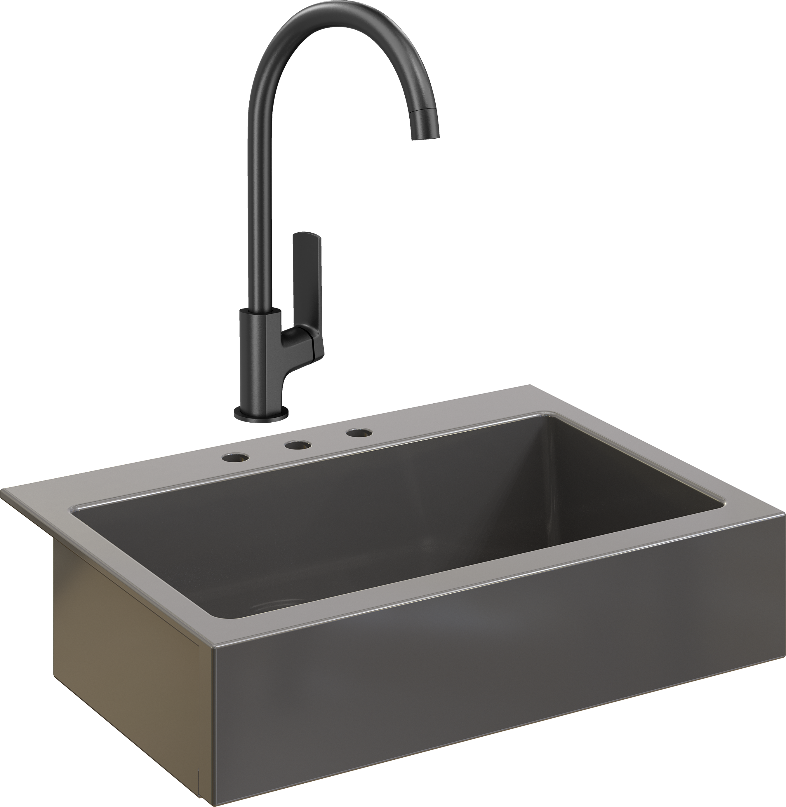 Комплект Мойка Domaci Сиена 50186-112 с 3 отверстиями, антрацит + Смеситель STWORKI HWX5015-P01BK