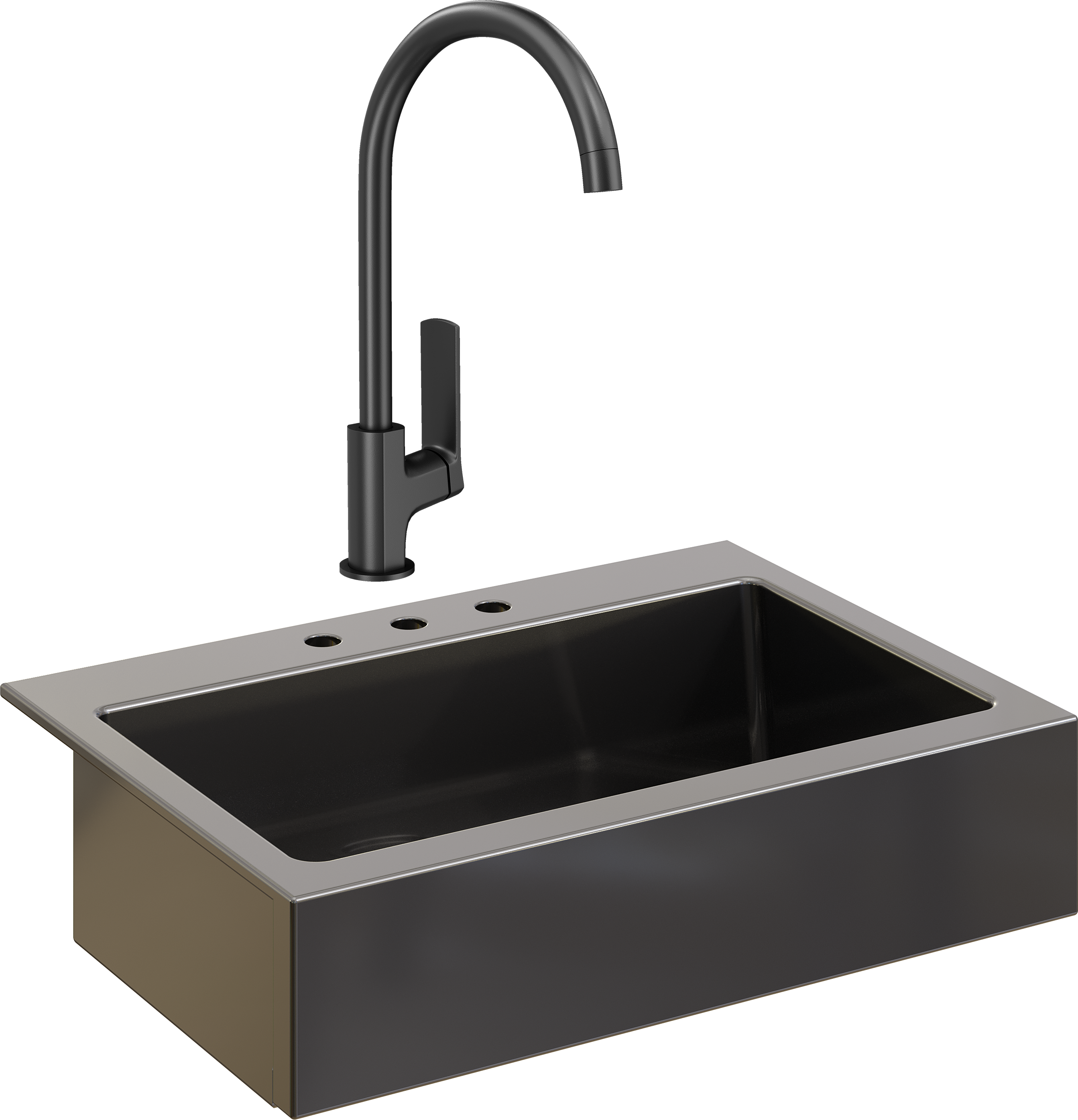 Комплект Мойка Domaci Сиена 50186-110 с 3 отверстиями, черная матовая + Смеситель STWORKI HWX5015-P01BK