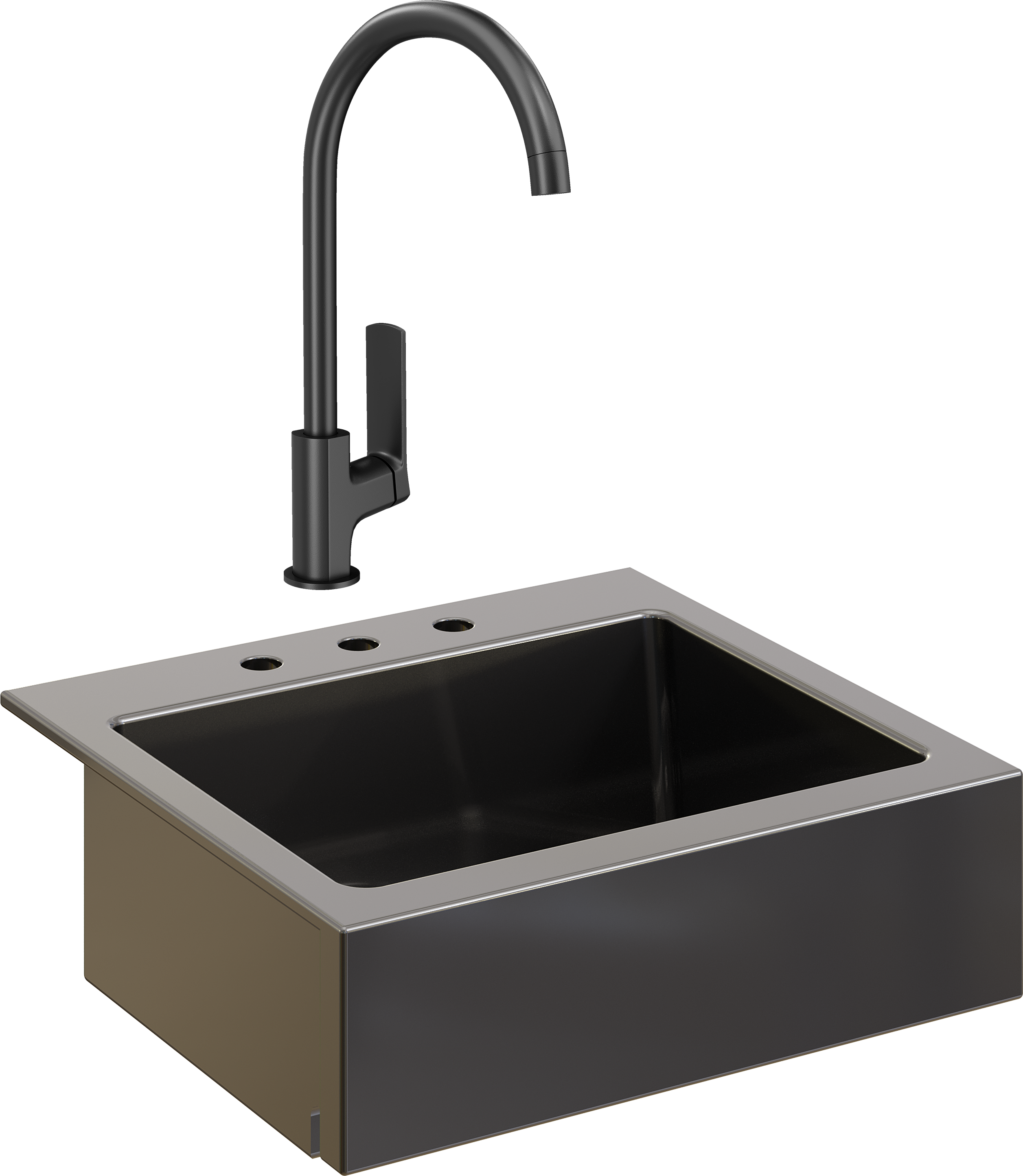Комплект Мойка Domaci Сиена 50166-110 с 3 отверстиями, черная матовая + Смеситель STWORKI HWX5015-P01BK