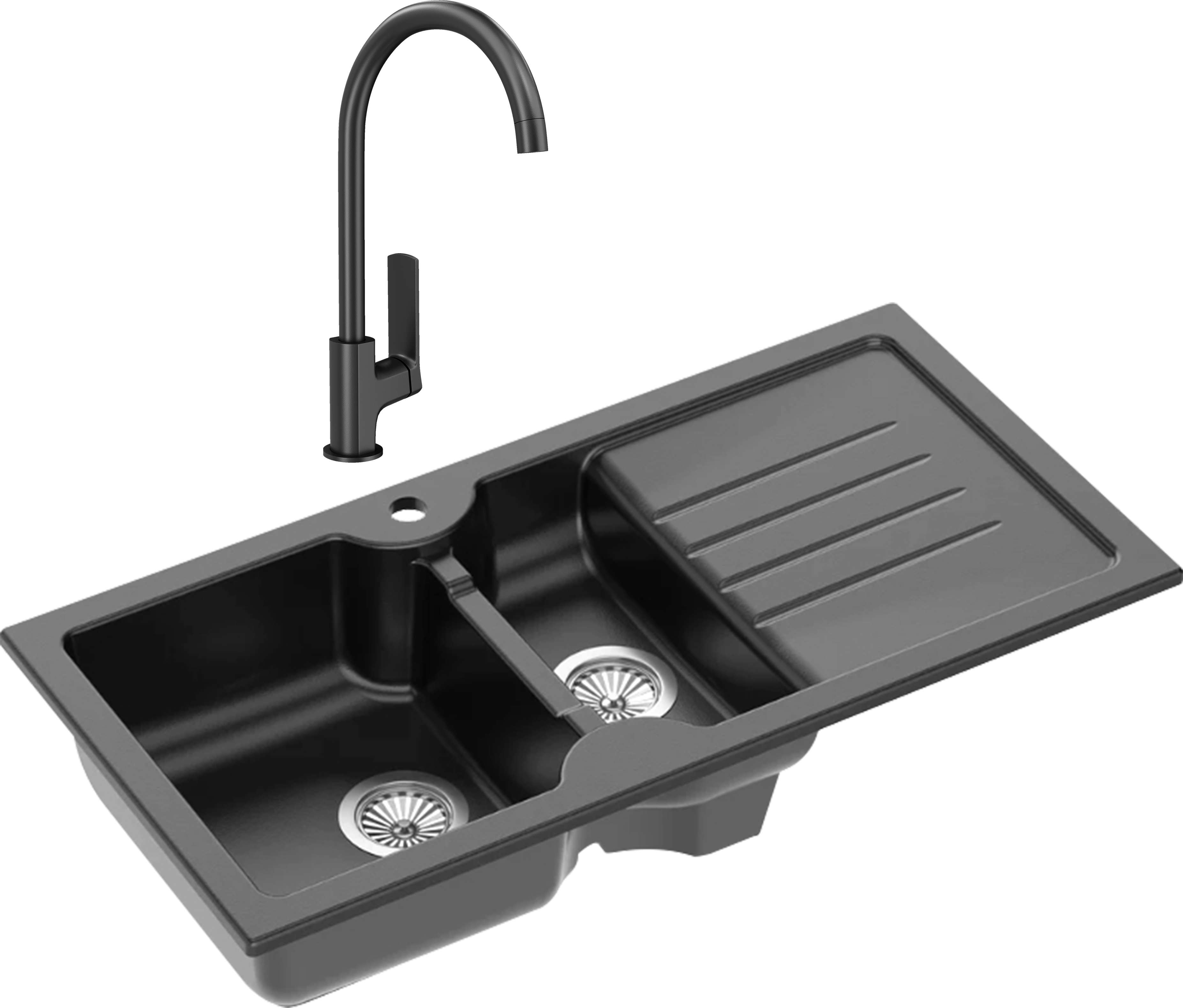 Комплект Мойка Domaci Сиена 54100-110 черная матовая + Смеситель STWORKI HWX5015-P01BK