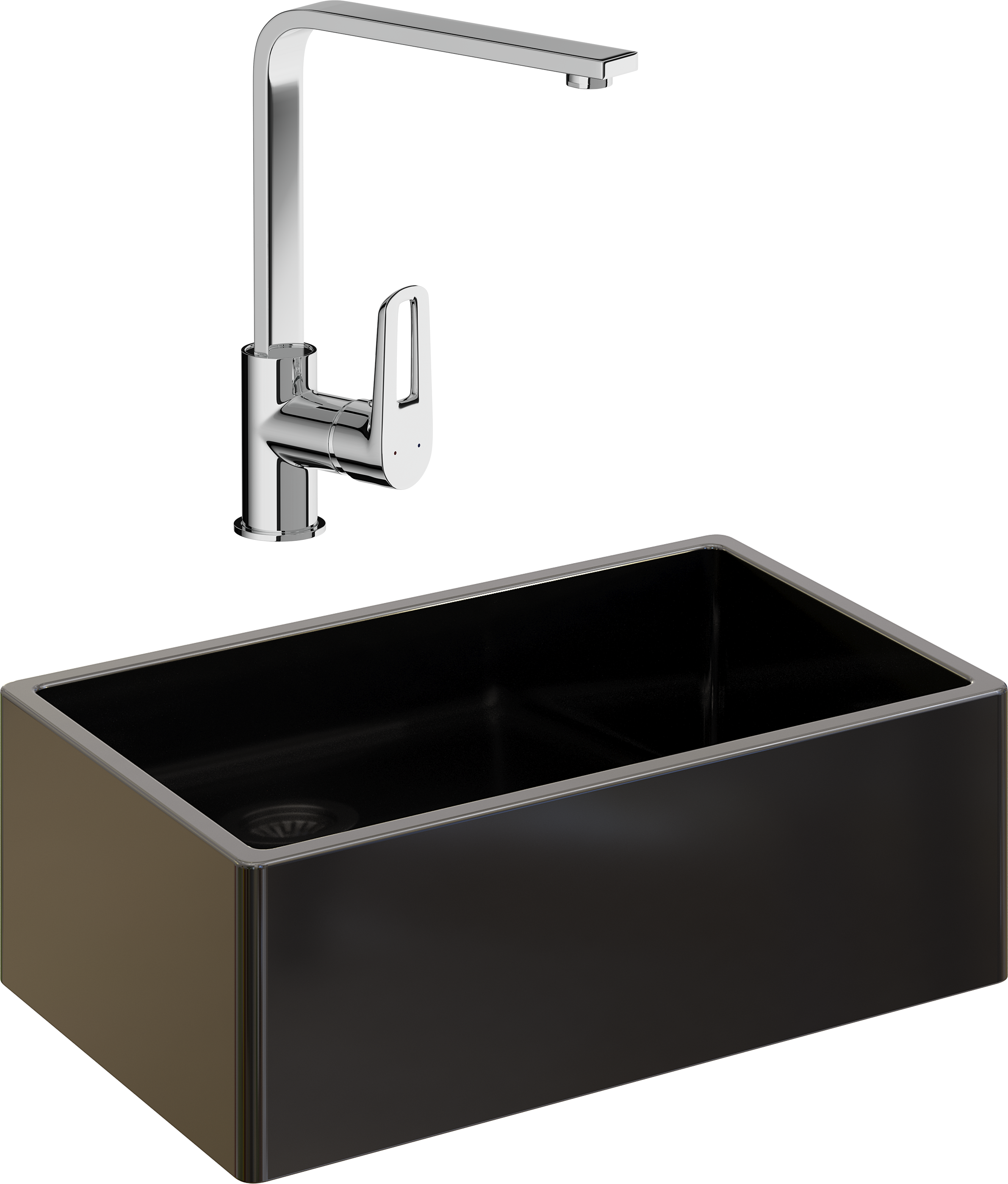 Комплект Мойка Domaci Сиена 50276-110 черная матовая + Смеситель STWORKI HDA3338XH