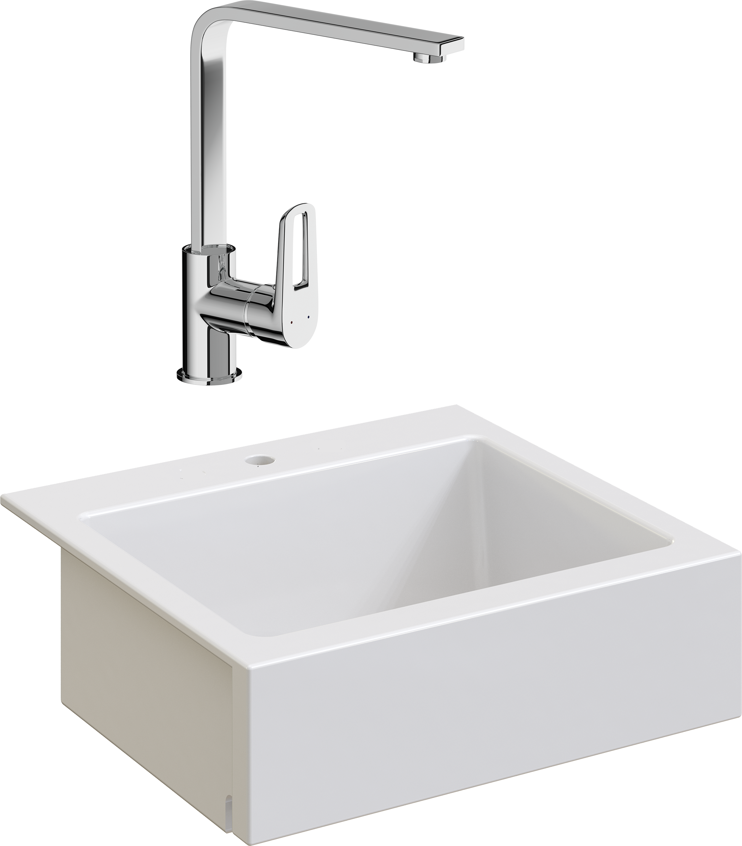 Комплект Мойка Domaci Сиена 50166-101 с 1 отверстием, белый глянец + Смеситель STWORKI HDA3338XH