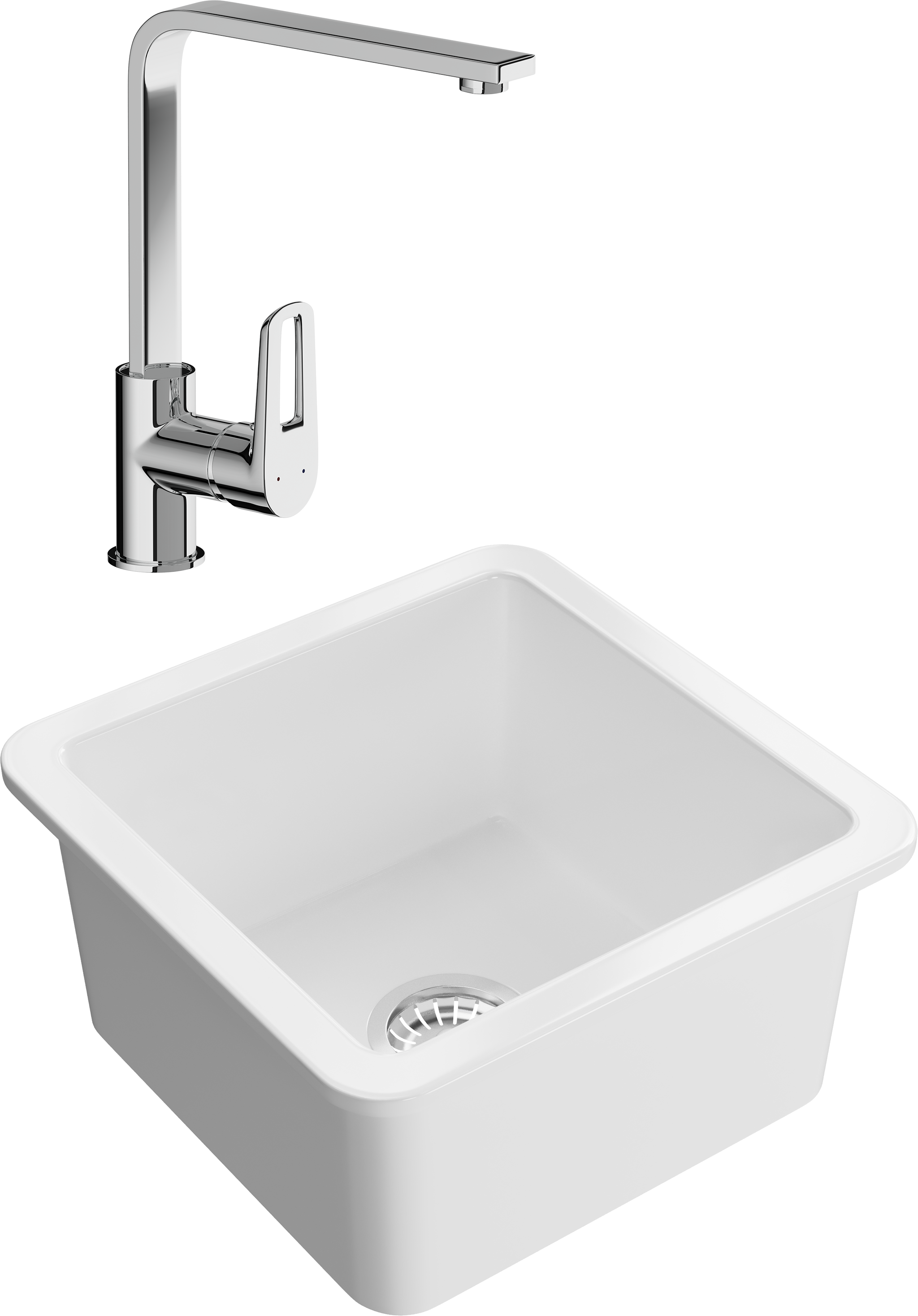 Комплект Мойка Domaci Сиена 50345-101 белый глянец + Смеситель STWORKI HDA3338XH