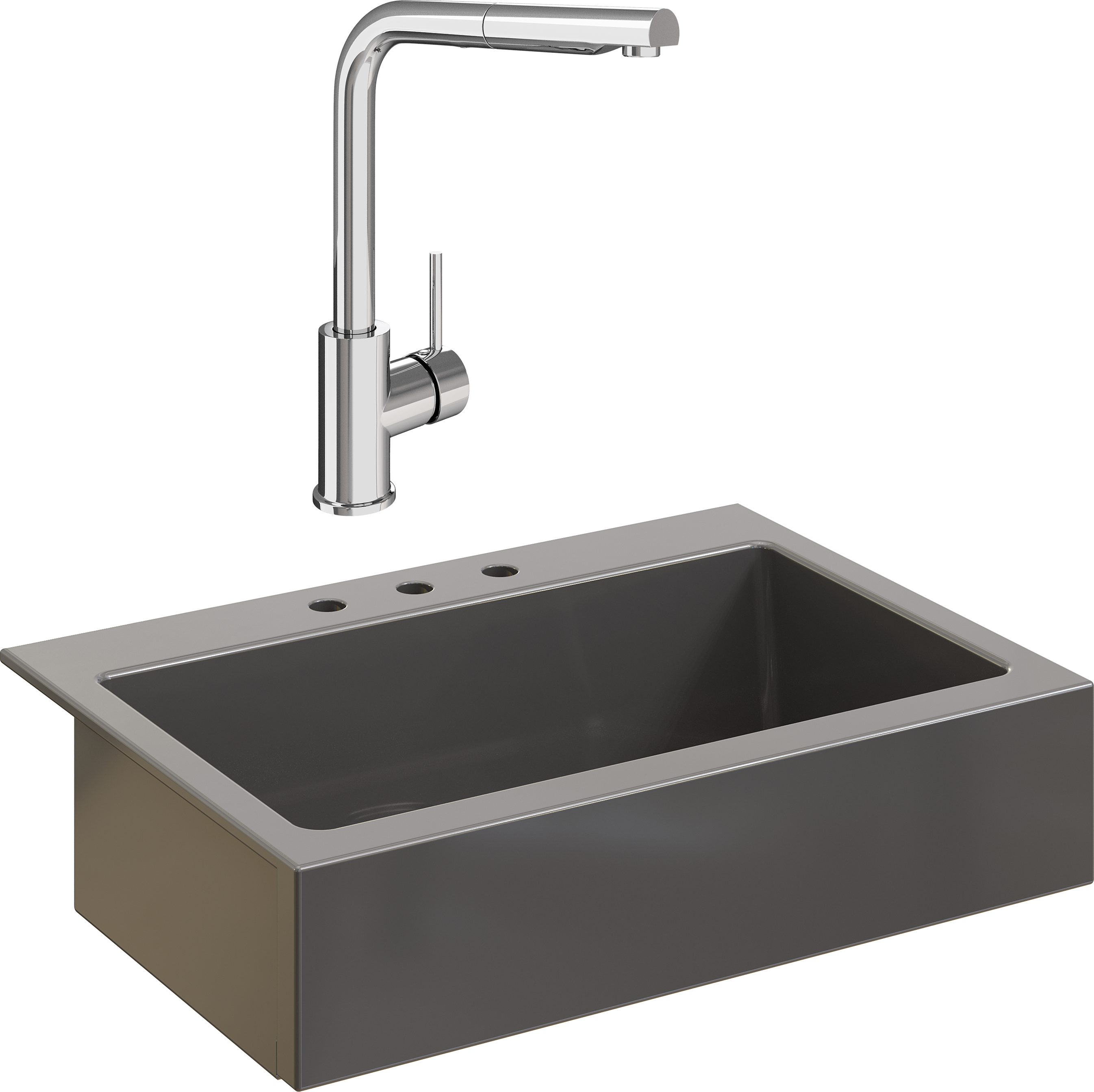 Комплект Мойка кухонная Domaci Сиена 50186-112 с 3 отверстиями, антрацит + Смеситель STWORKI HDN1309XH
