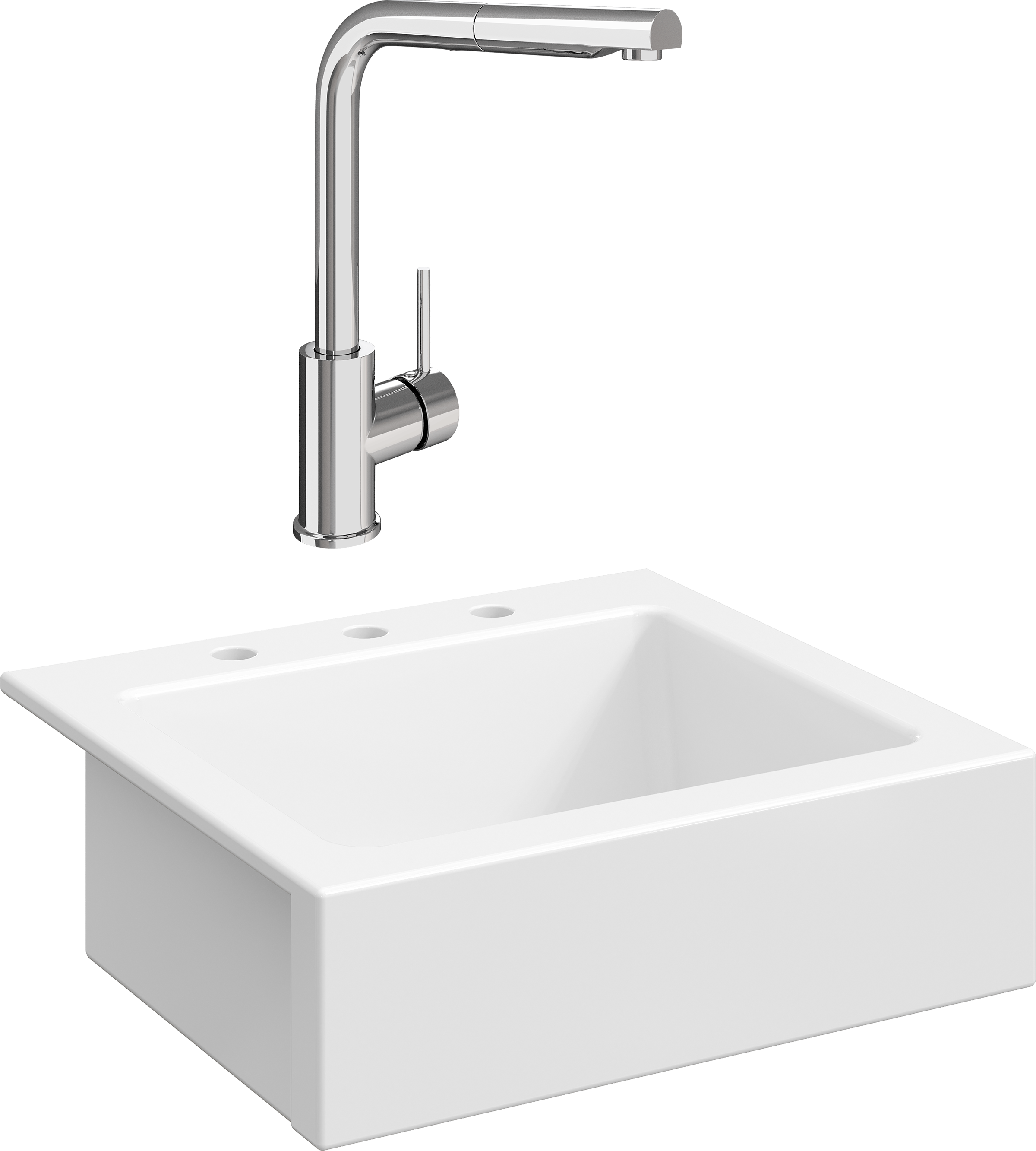 Комплект Мойка кухонная Domaci Сиена 50166-101 с 3 отверстиями, белый глянец + Смеситель STWORKI HDN1309XH