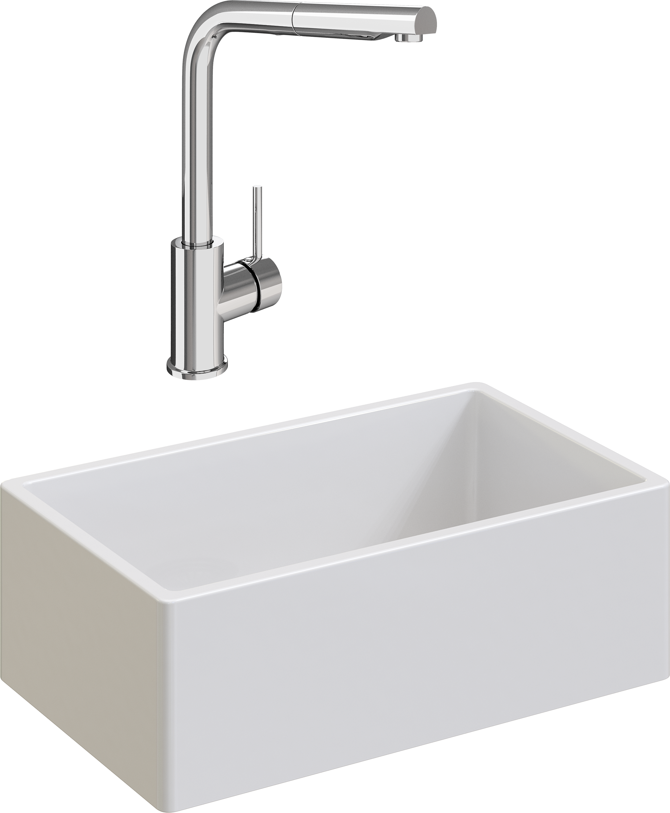 Комплект Мойка кухонная Domaci Сиена 50276-101 белый глянец + Смеситель STWORKI HDN1309XH