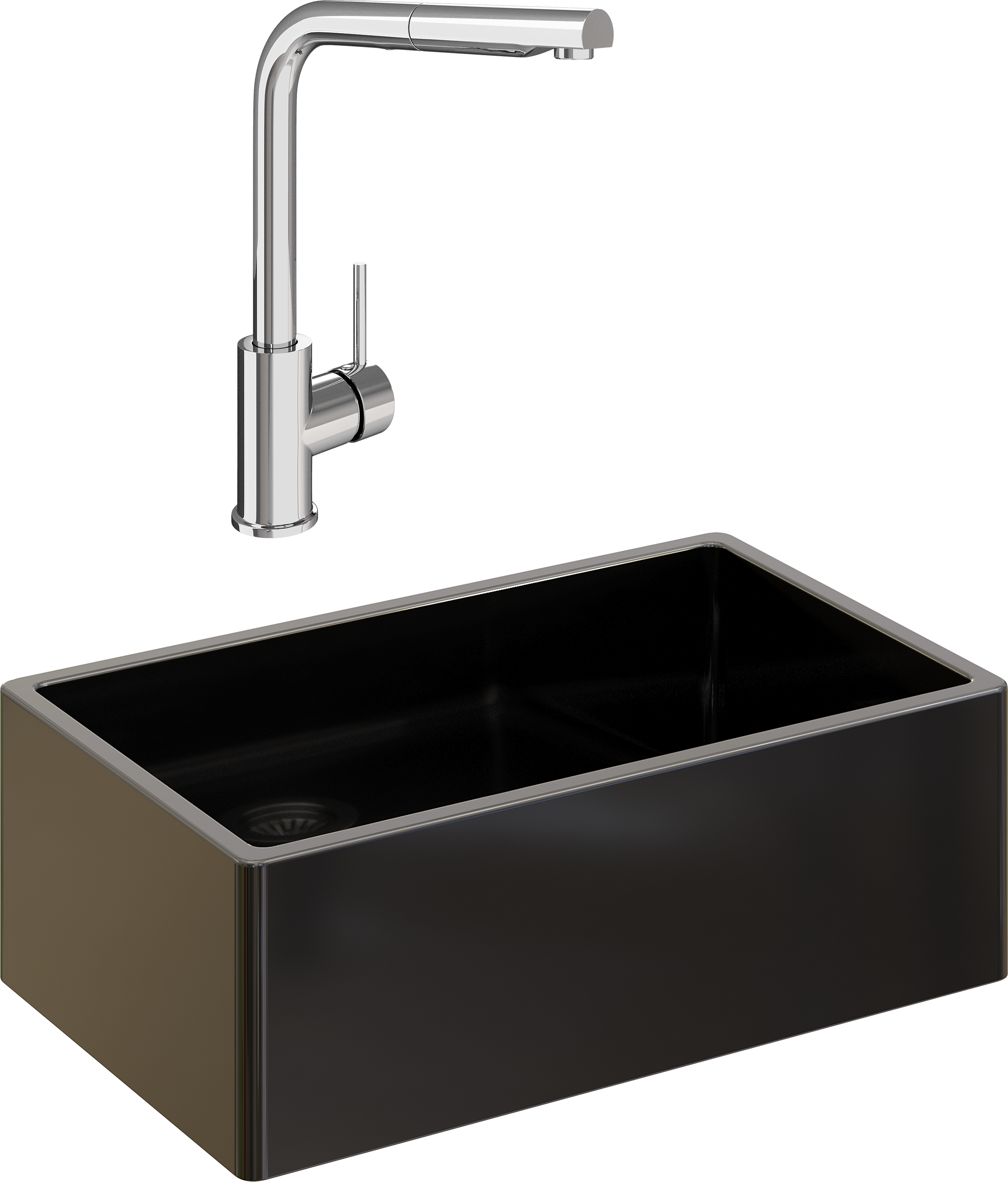 Комплект Мойка кухонная Domaci Сиена 50276-110 черная матовая + Смеситель STWORKI HDN1309XH