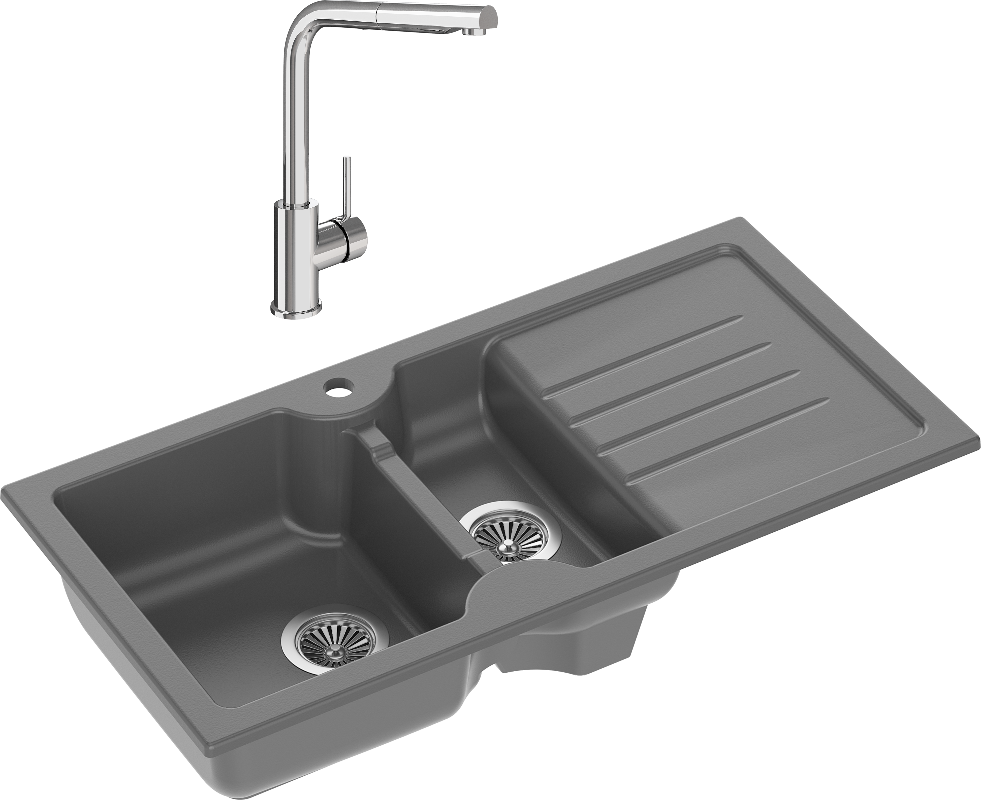 Комплект Мойка кухонная Domaci Сиена 54100-112 антрацит + Смеситель STWORKI HDN1309XH