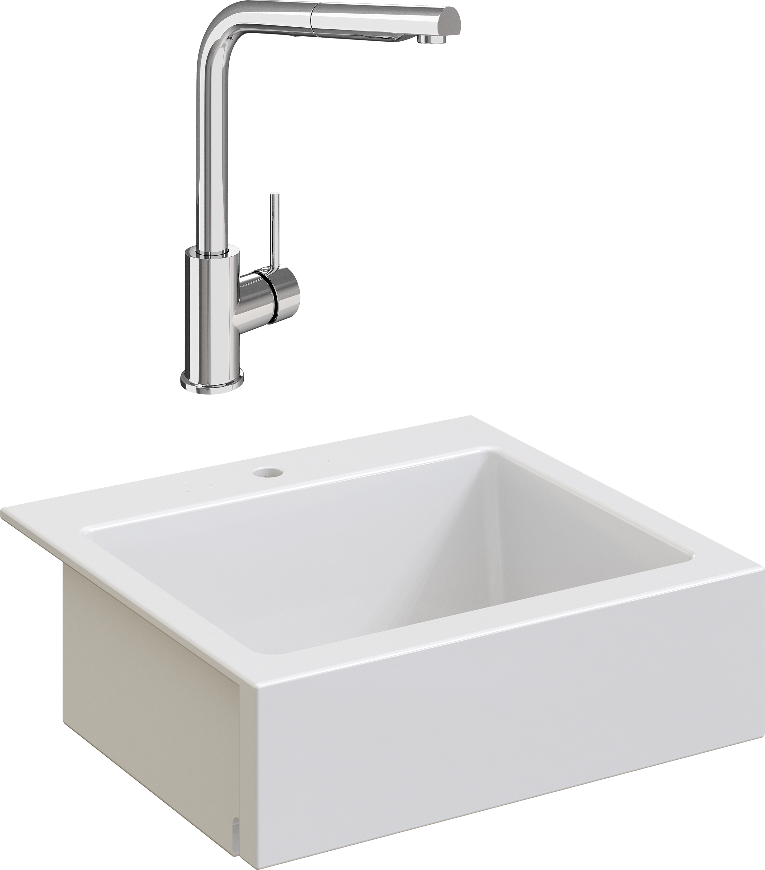 Комплект Мойка кухонная Domaci Сиена 50166-101 с 1 отверстием, белый глянец + Смеситель STWORKI HDN1309XH