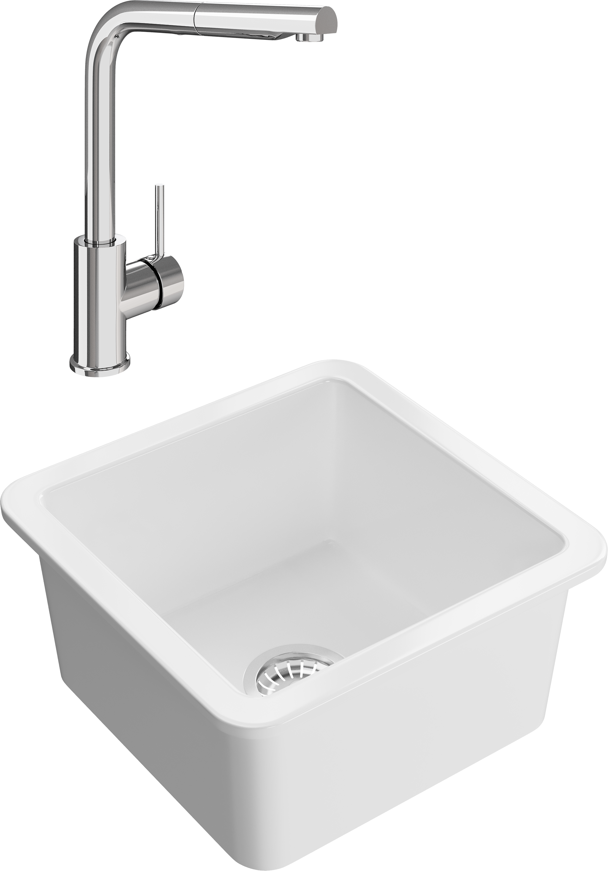 Комплект Мойка кухонная Domaci Сиена 50345-101 белый глянец + Смеситель STWORKI HDN1309XH