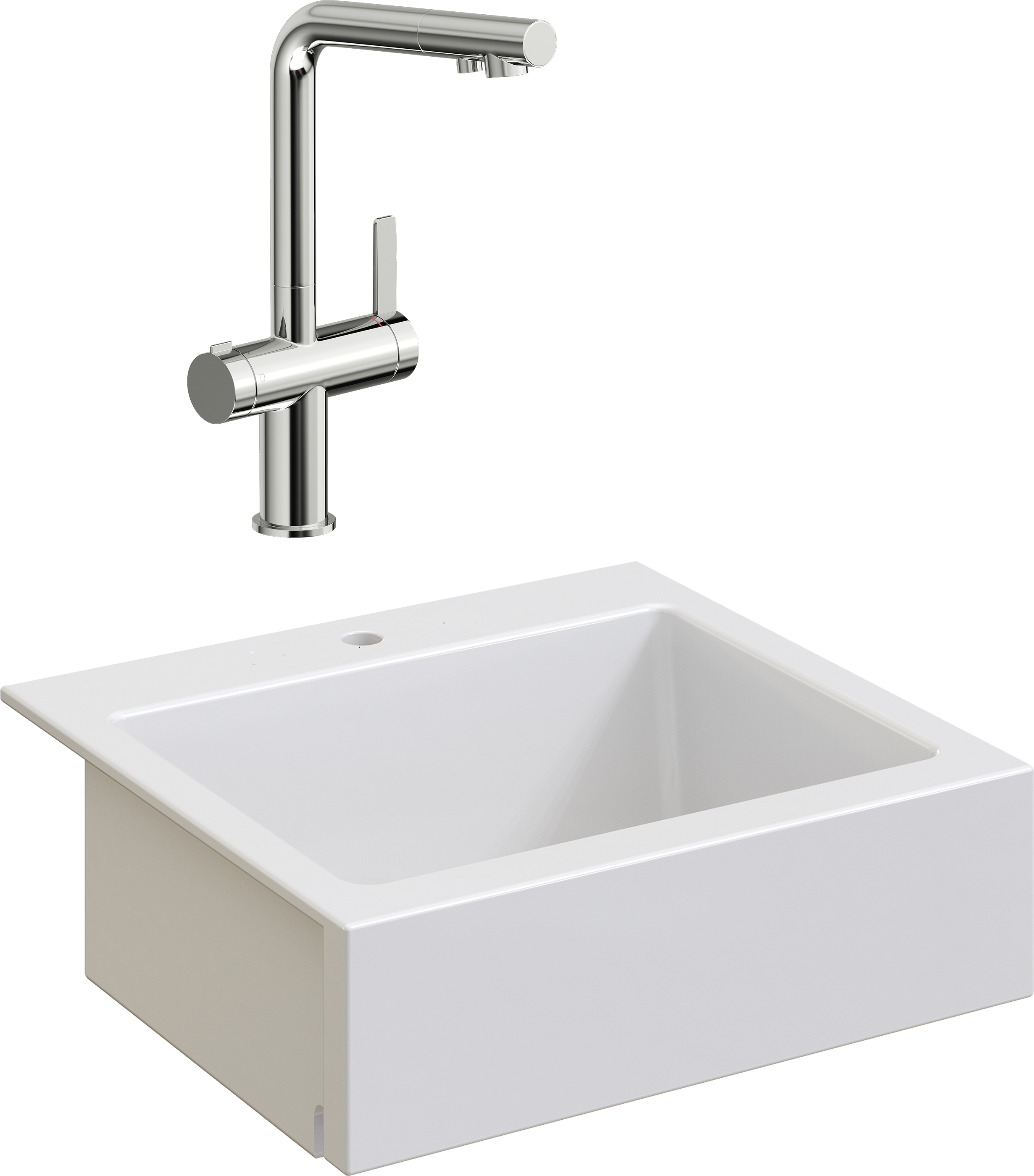 Комплект Мойка Domaci Сиена 50166-101 с 1 отверстием, белый глянец + Смеситель STWORKI 23020-648/1BG-IG11