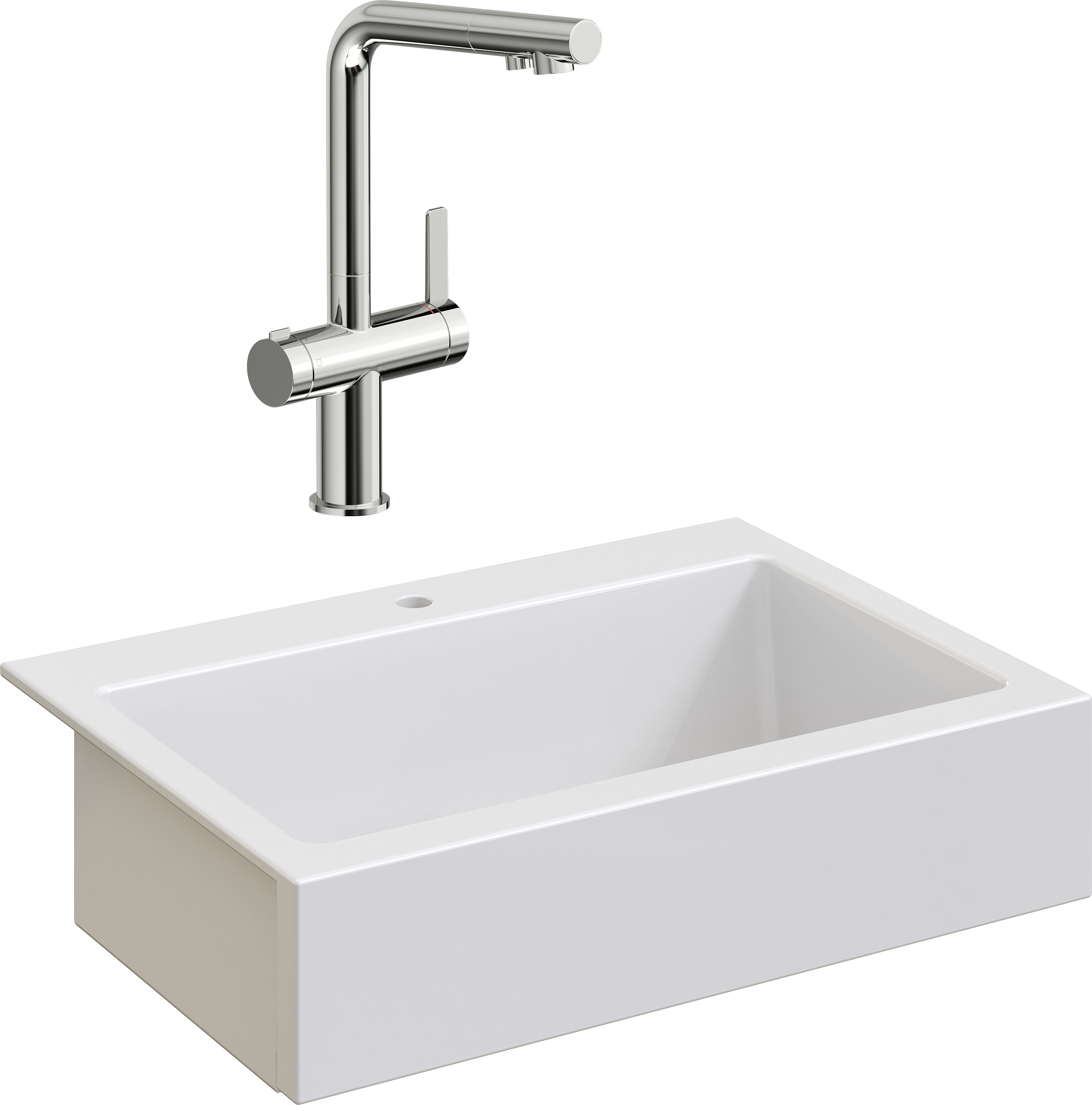 Комплект Мойка Domaci Сиена 50186-101 с 1 отверстием, белый глянец + Смеситель STWORKI 23020-648/1BG-IG11