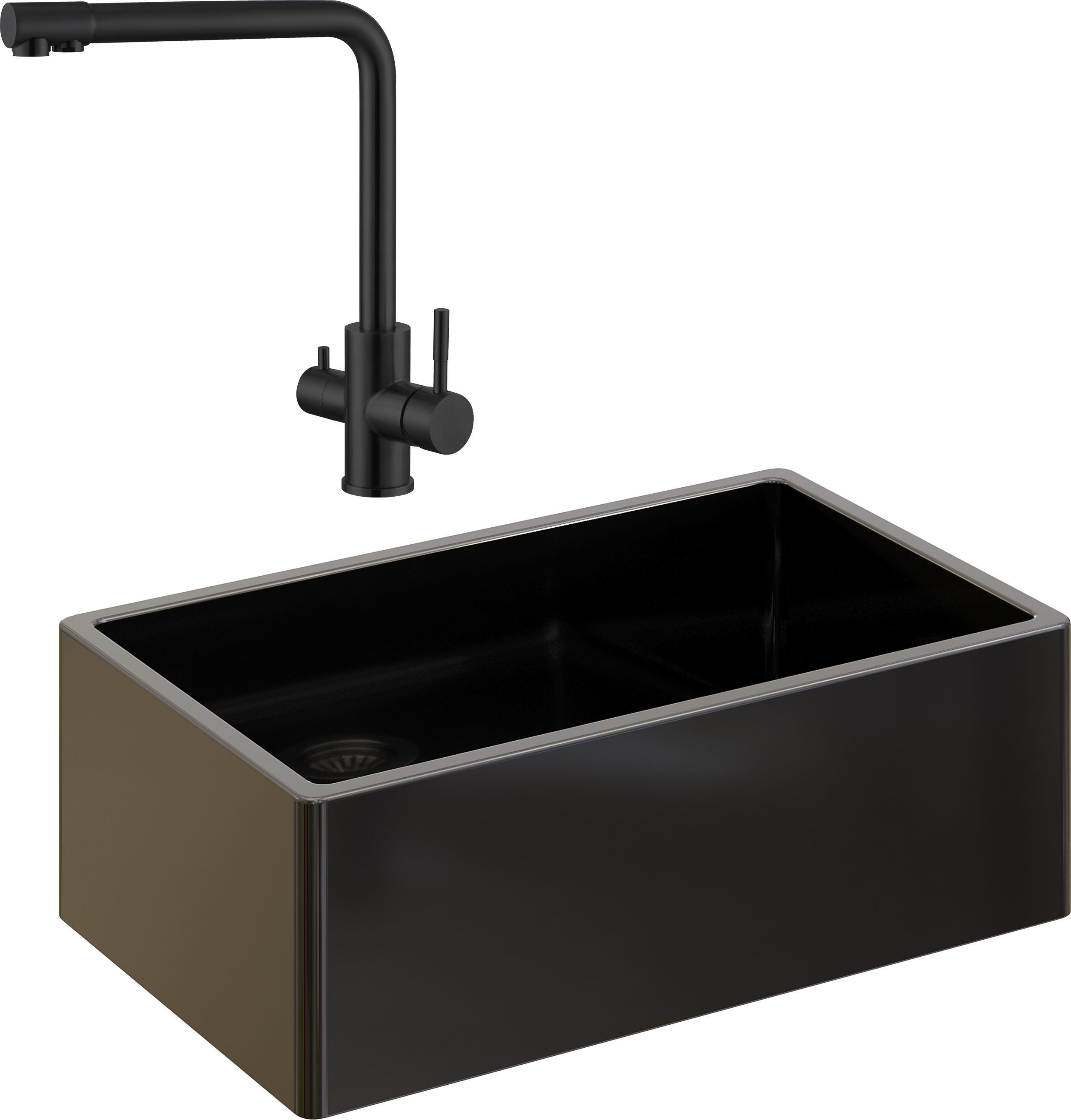 Комплект Мойка кухонная Domaci Сиена 50276-110 черная матовая + Смеситель Ливорно WFD04018B черный